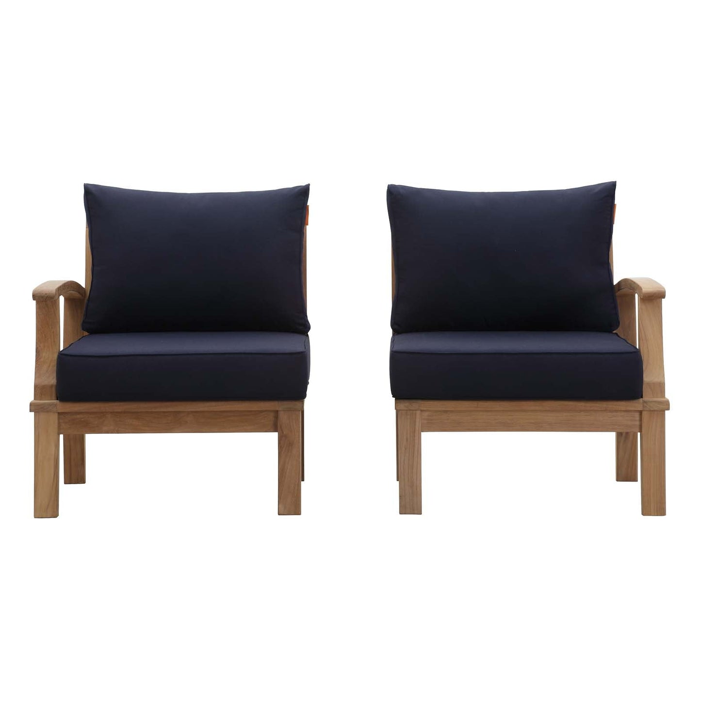 Modway EEI-1822 Marina 2 Piece Outdoor Patio Teak Sofa Set - Natural White | Outdoor Sofas, Loveseats & Sectionals | 