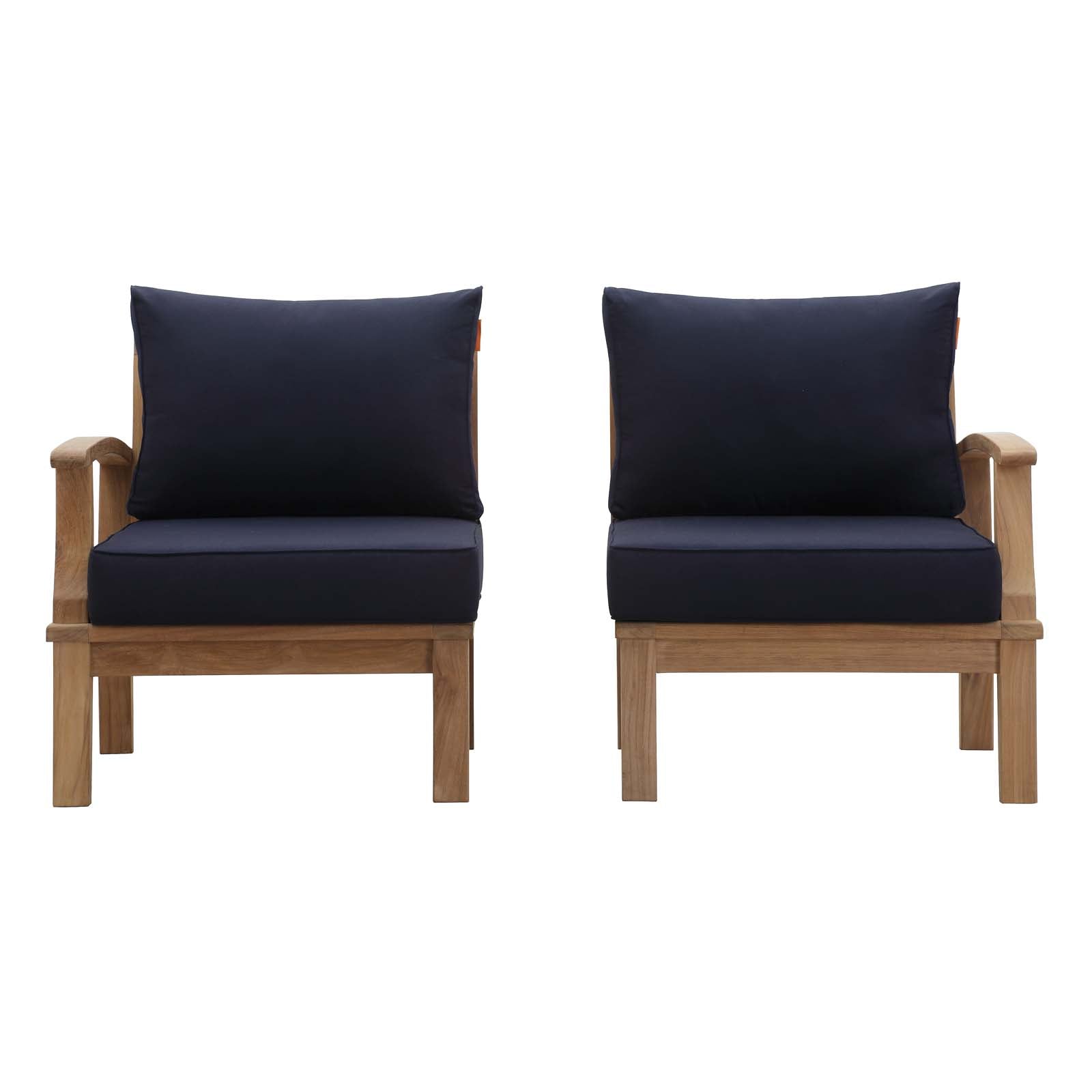 Modway EEI-1822 Marina 2 Piece Outdoor Patio Teak Sofa Set - Natural White | Outdoor Sofas, Loveseats & Sectionals | 