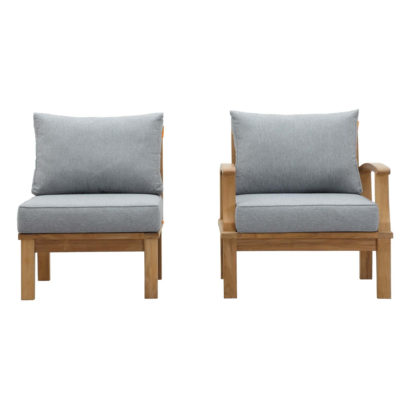 Modway EEI-1823 Marina 2 Piece Outdoor Patio Teak Sofa Set - Natural White | Outdoor Sofas, Loveseats & Sectionals | 