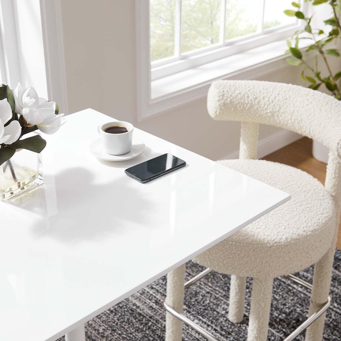 modway Lippa 28" Square Wood Top Bar Table White - EEI-1826