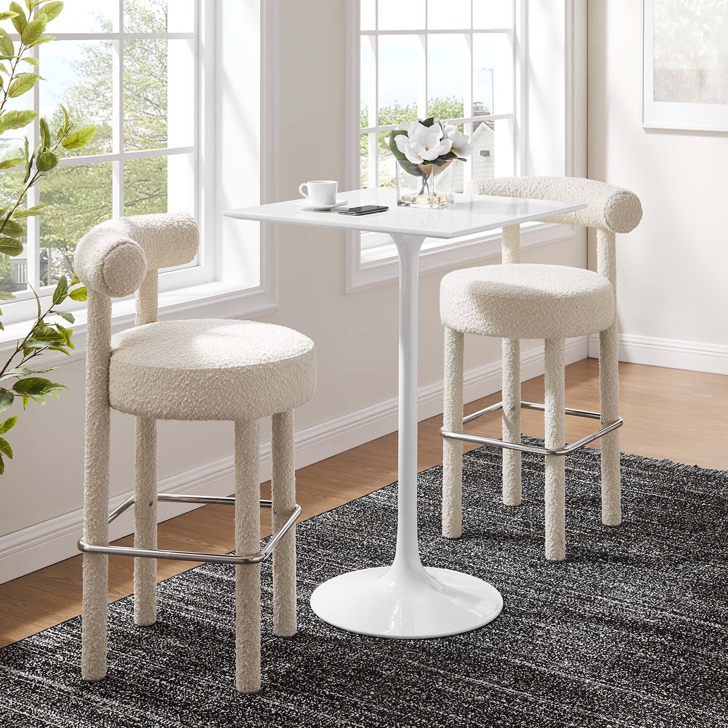 modway Lippa 28" Square Wood Top Bar Table White - EEI-1826