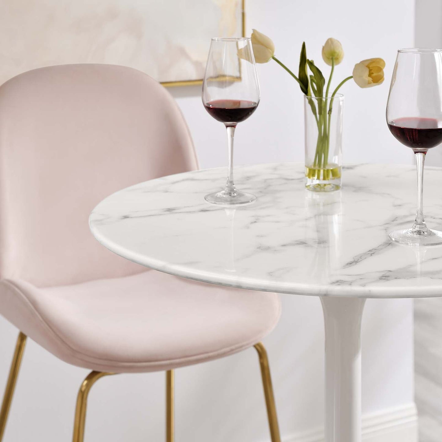 Modway Lippa 28" Artificial Marble Bar Table in White - EEI-1827
