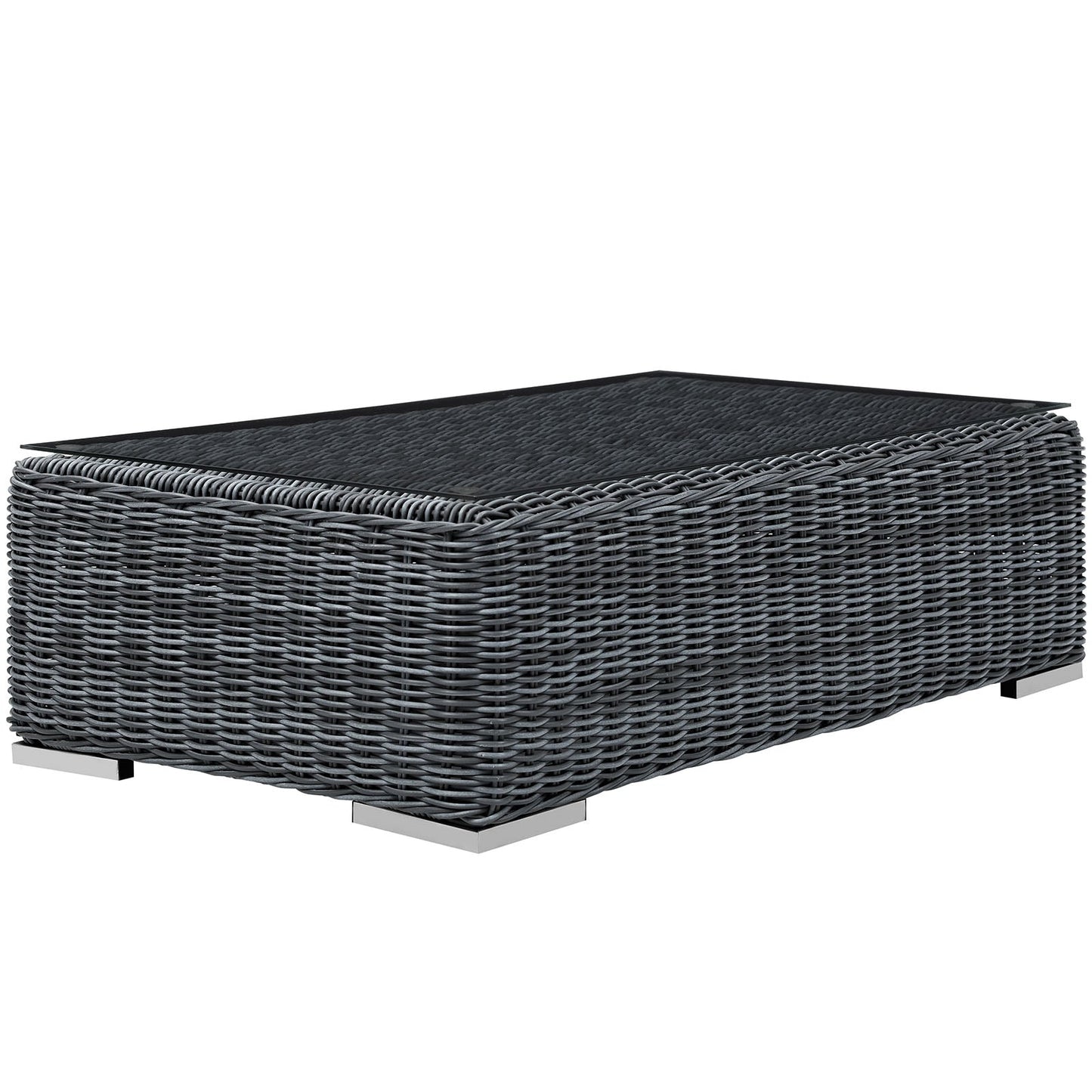 Modway Summon Outdoor Patio Glass Top Coffee Table - Gray | Outdoor Tables | Modishstore-3