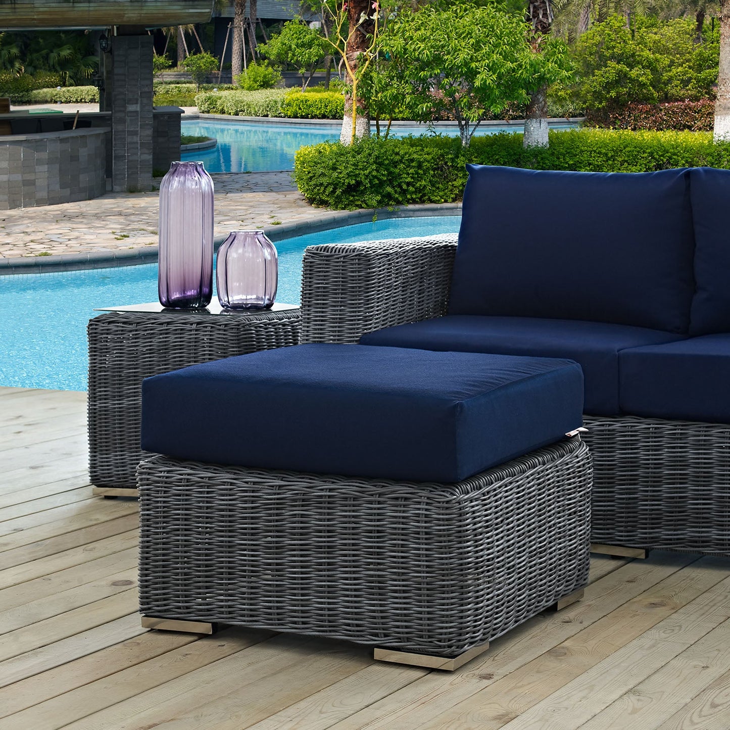 Summon Outdoor Patio Sunbrella Ottoman By Modway - EEI-1869 | Outdoor Ottomans | Modishstore - 9