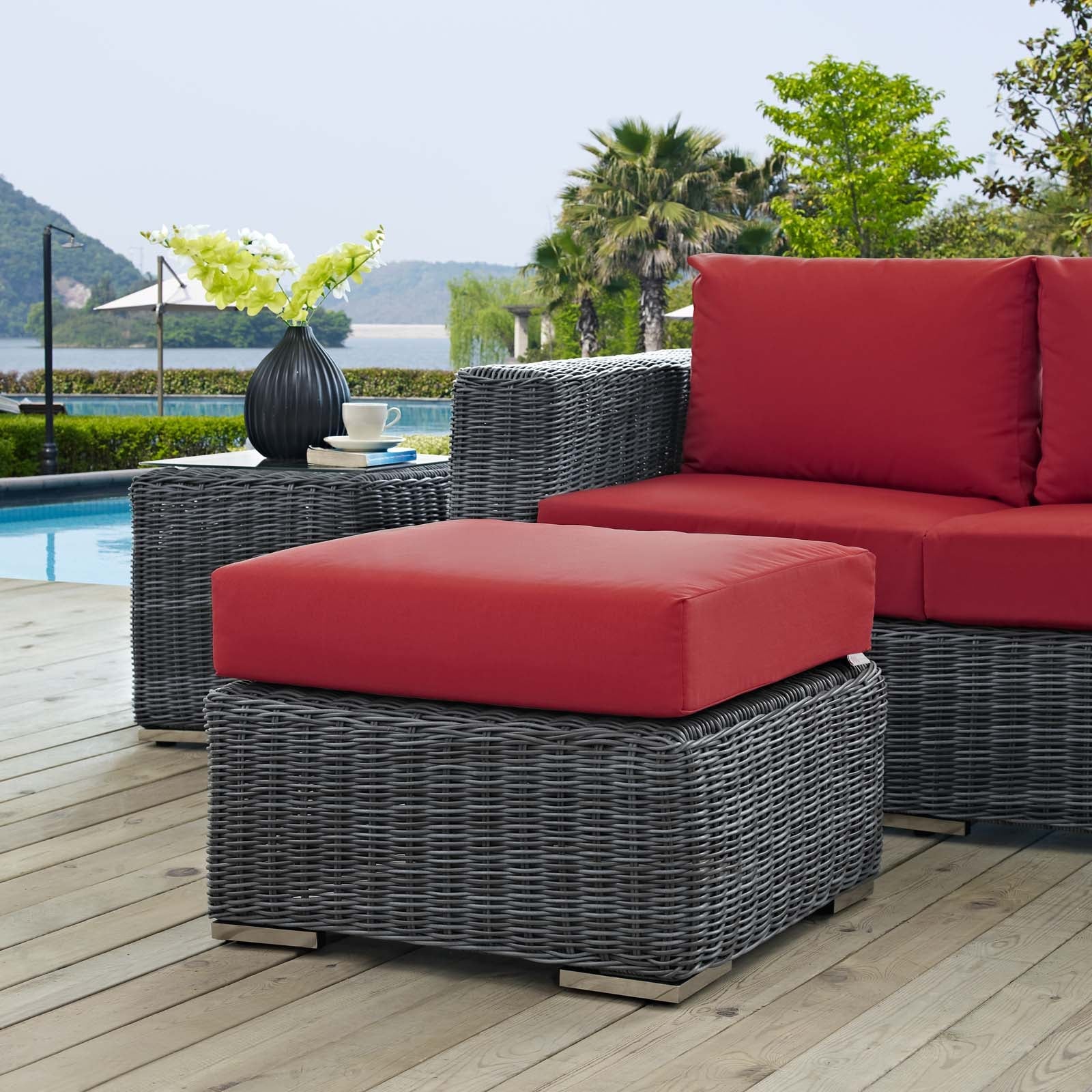 Summon Outdoor Patio Sunbrella Ottoman By Modway - EEI-1869 | Outdoor Ottomans | Modishstore - 12