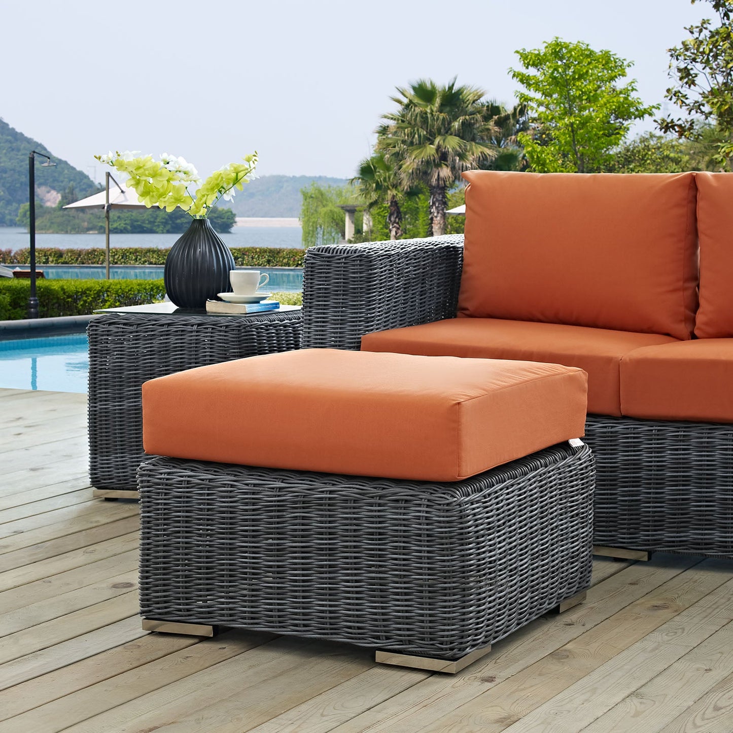 Summon Outdoor Patio Sunbrella Ottoman By Modway - EEI-1869