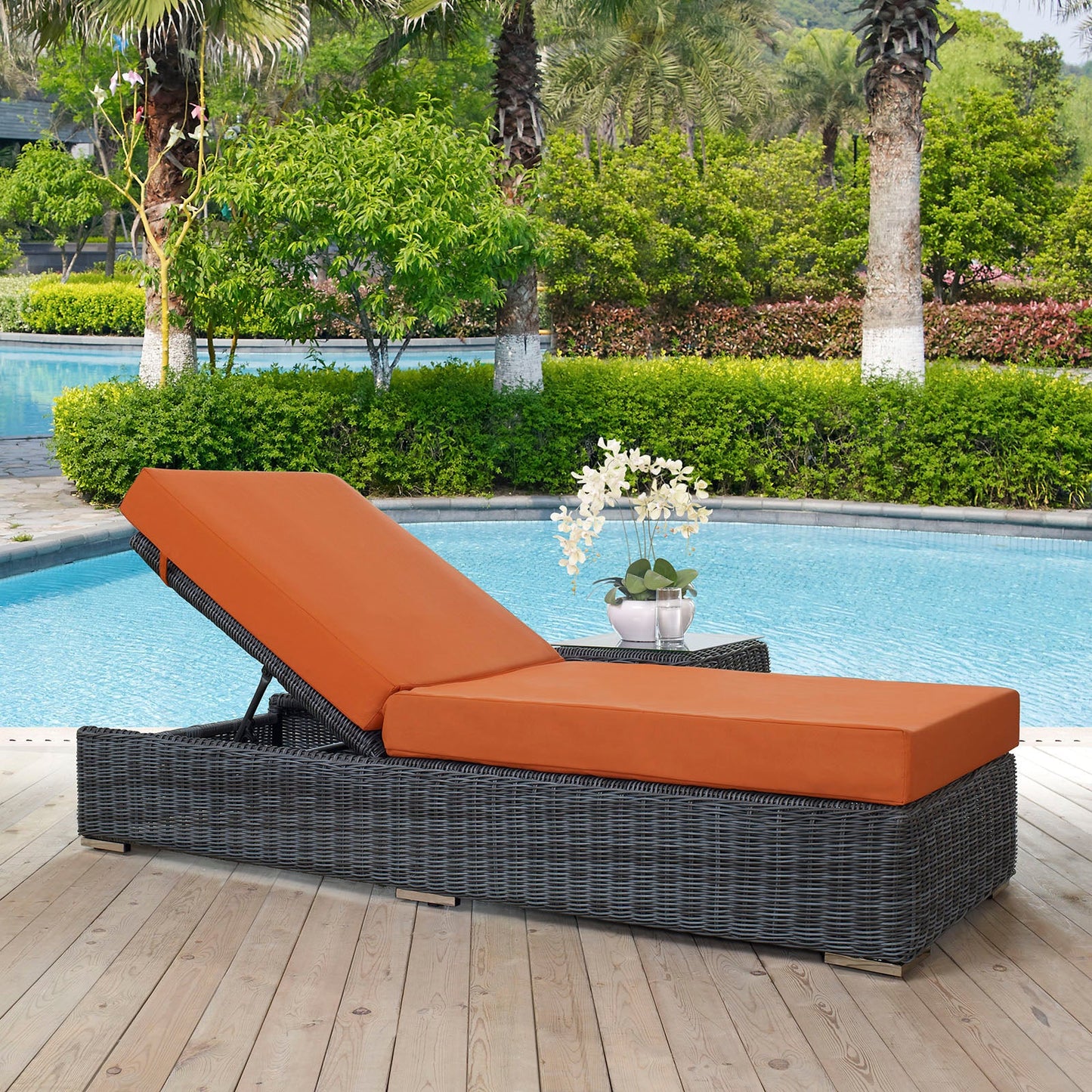 Summon Outdoor Patio Sunbrella® Chaise Lounge By Modway - EEI-1876