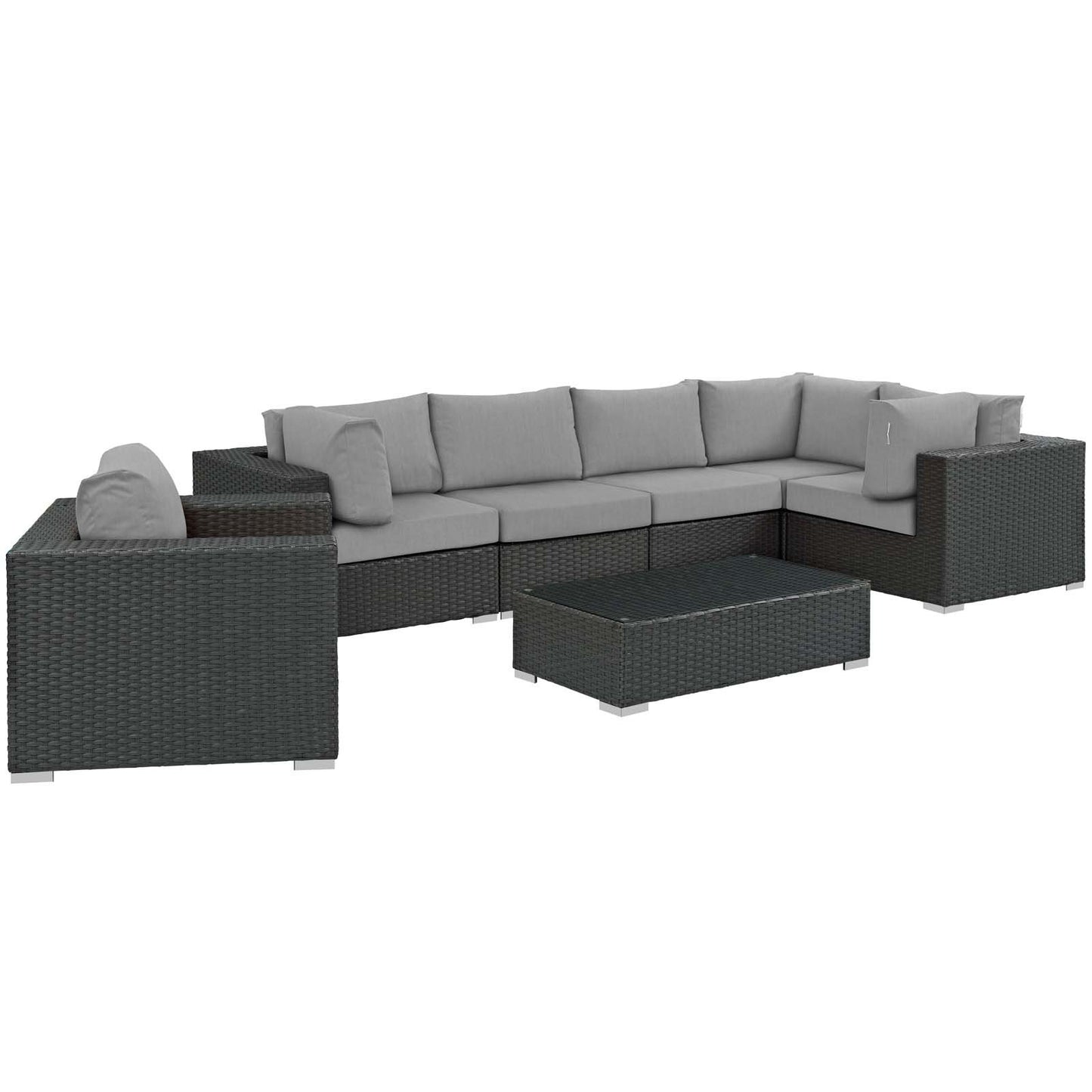 Modway Sojourn 7 Piece Outdoor Patio Sunbrella® Sectional Set