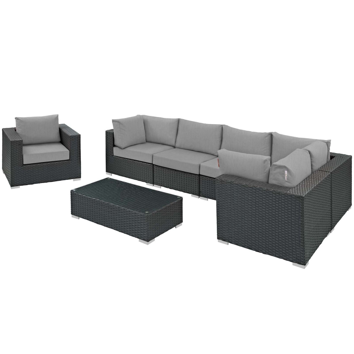 Modway Sojourn 7 Piece Outdoor Patio Sunbrella® Sectional Set