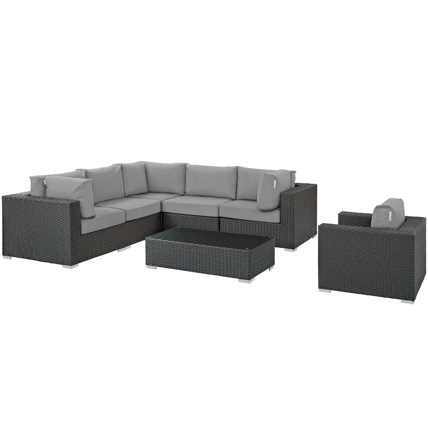 Modway Sojourn 7 Piece Outdoor Patio Sunbrella® Sectional Set