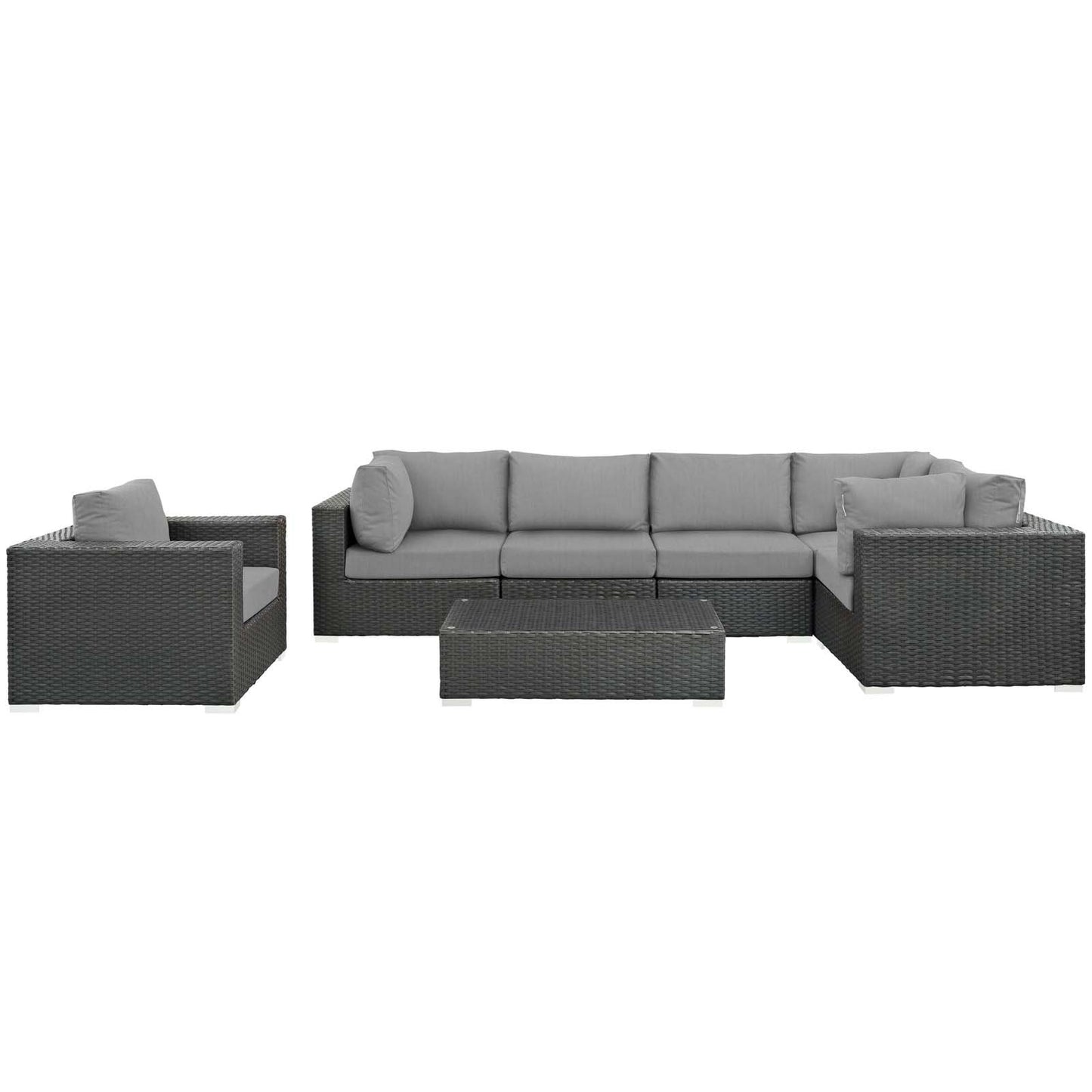 Modway Sojourn 7 Piece Outdoor Patio Sunbrella® Sectional Set