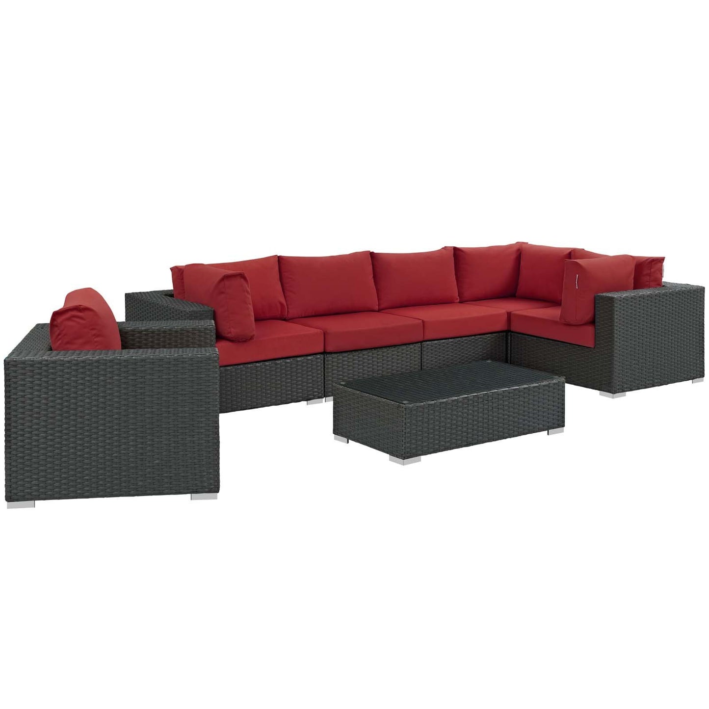 Modway Sojourn 7 Piece Outdoor Patio Sunbrella® Sectional Set
