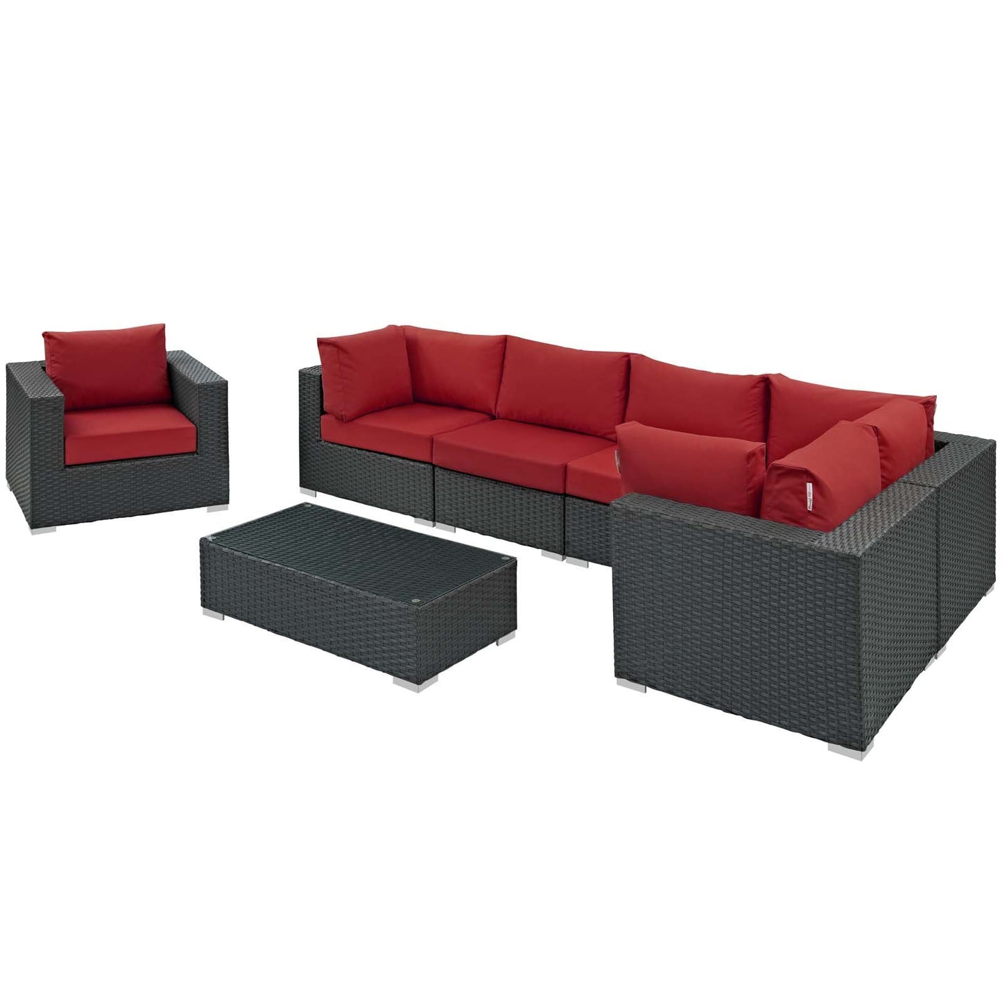 Modway Sojourn 7 Piece Outdoor Patio Sunbrella® Sectional Set