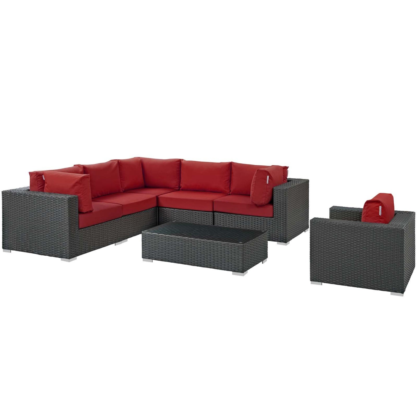Modway Sojourn 7 Piece Outdoor Patio Sunbrella® Sectional Set