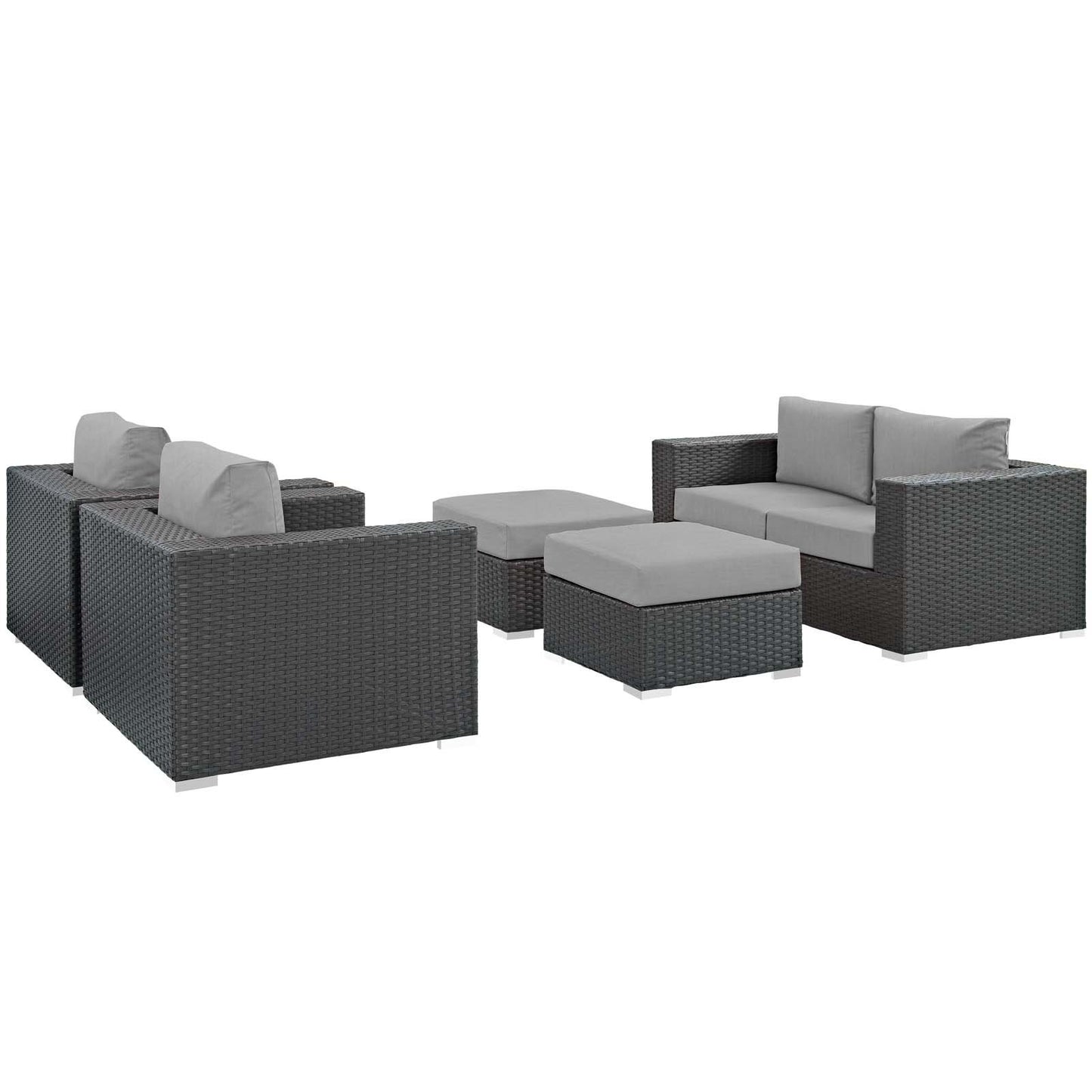 Modway Sojourn 5 Piece Outdoor Patio Sunbrella® Sectional Set