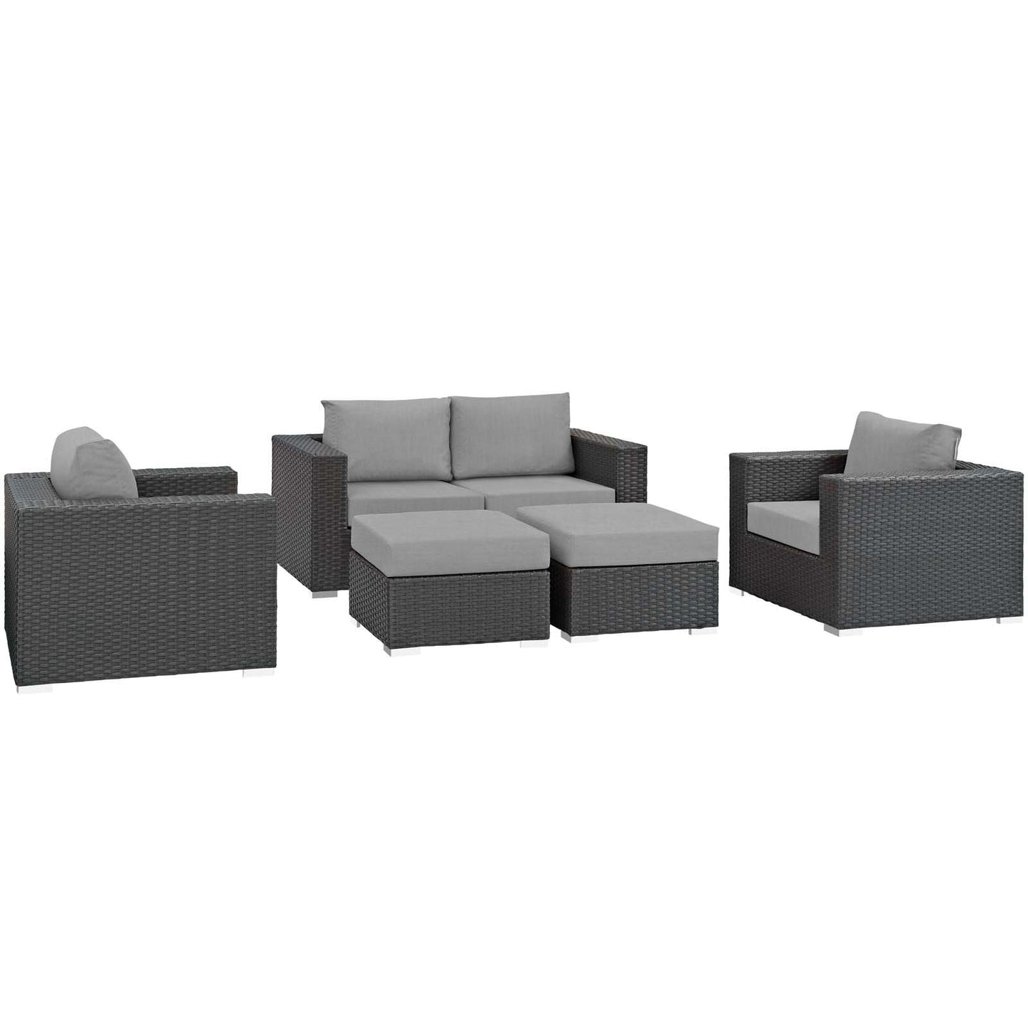 Modway Sojourn 5 Piece Outdoor Patio Sunbrella® Sectional Set