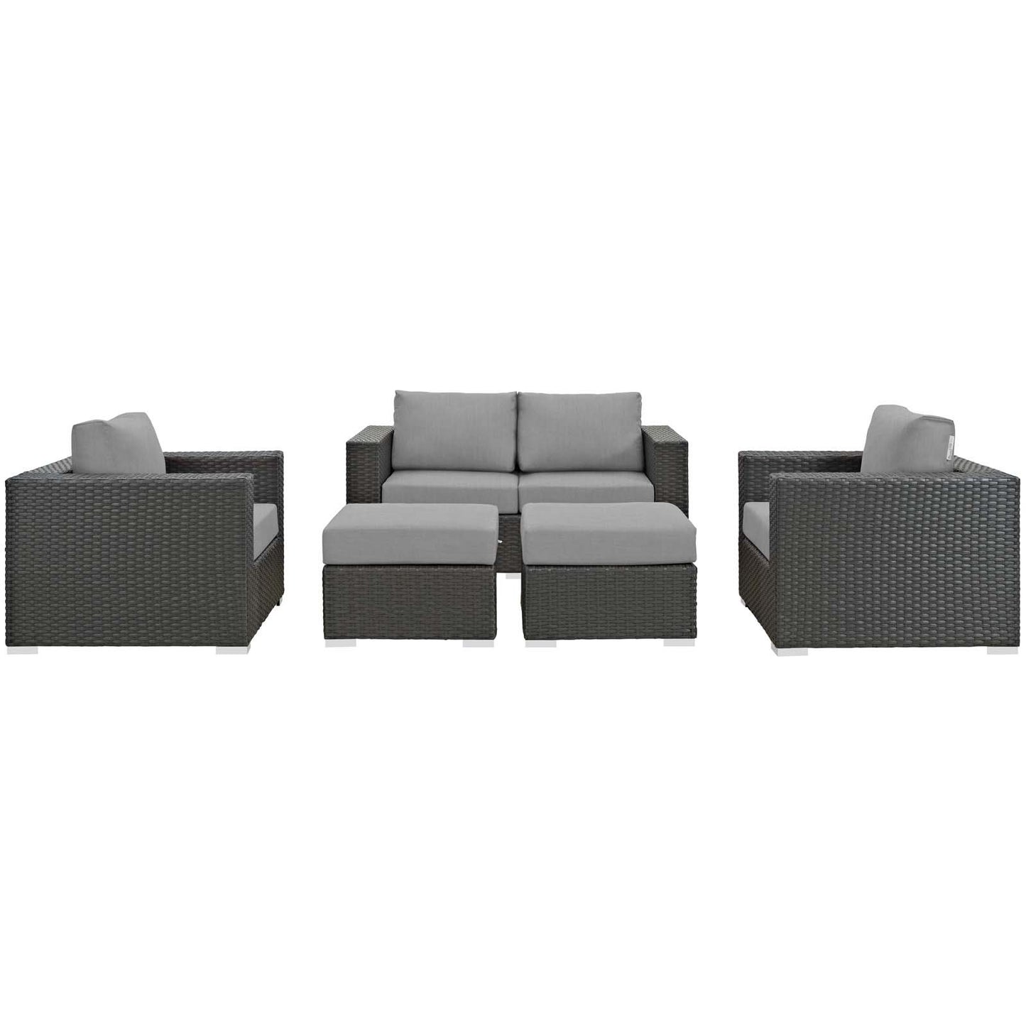 Modway Sojourn 5 Piece Outdoor Patio Sunbrella® Sectional Set