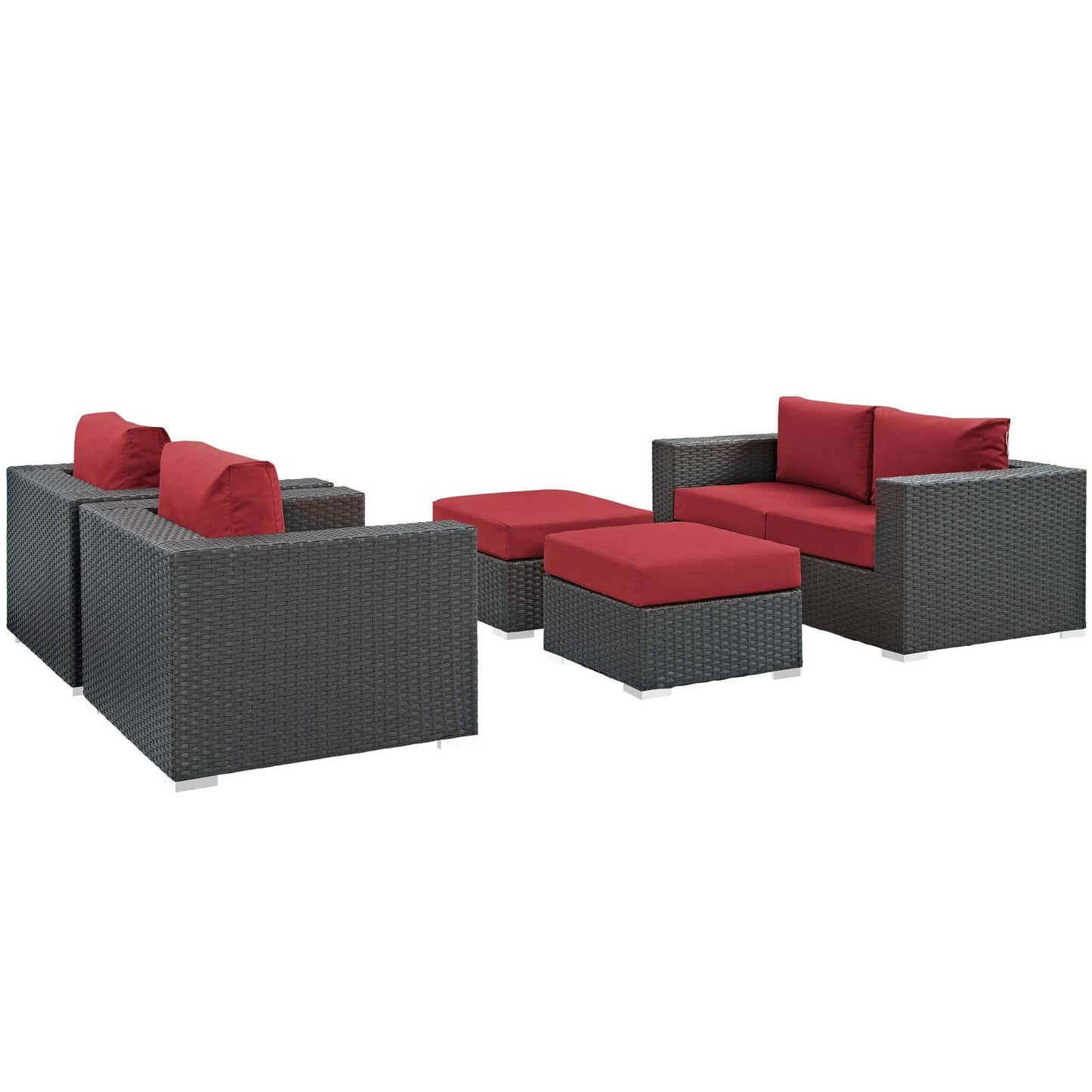 Modway Sojourn 5 Piece Outdoor Patio Sunbrella® Sectional Set