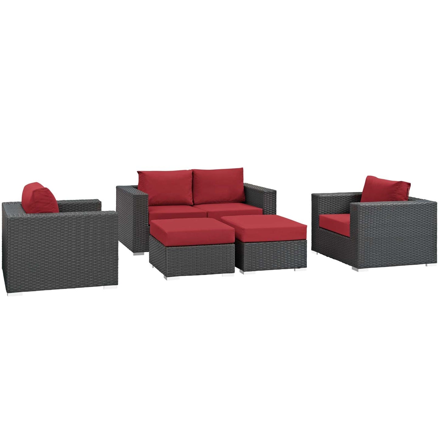 Modway Sojourn 5 Piece Outdoor Patio Sunbrella® Sectional Set