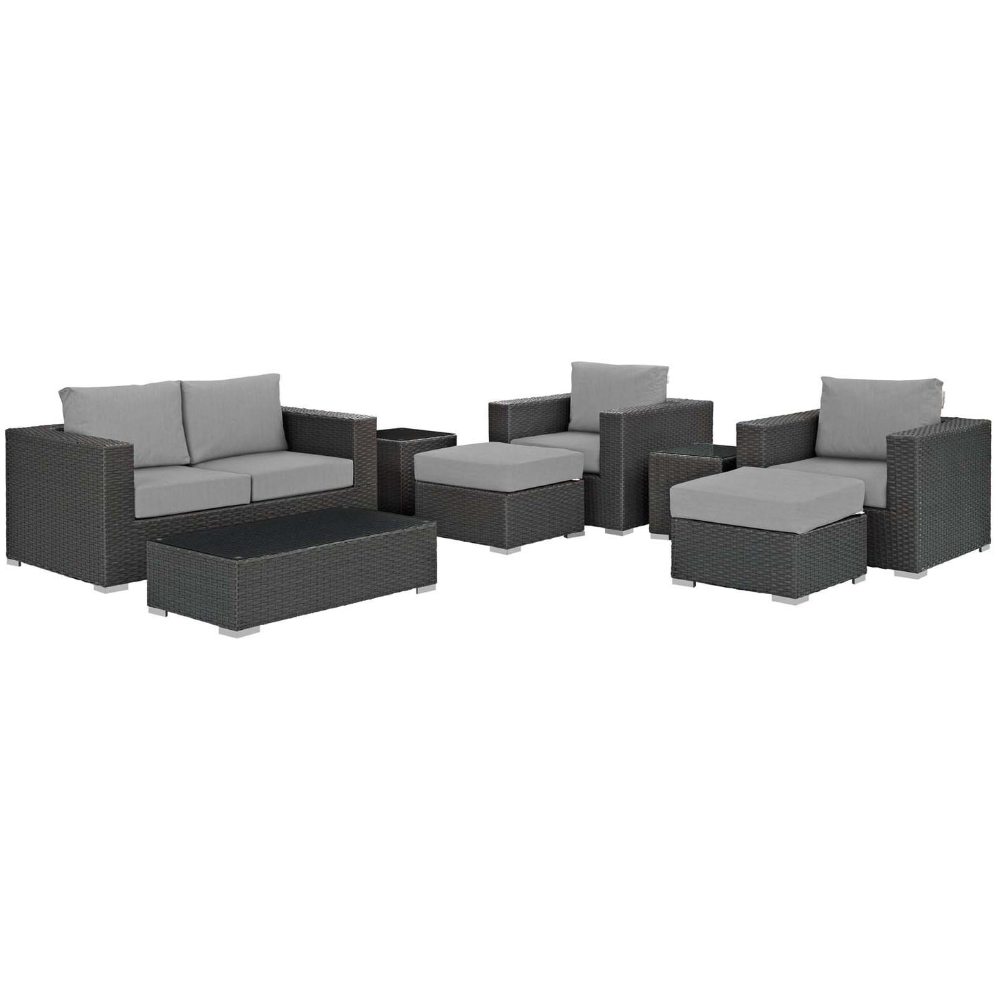Modway Sojourn 8 Piece Outdoor Patio Sunbrella® Sectional Set