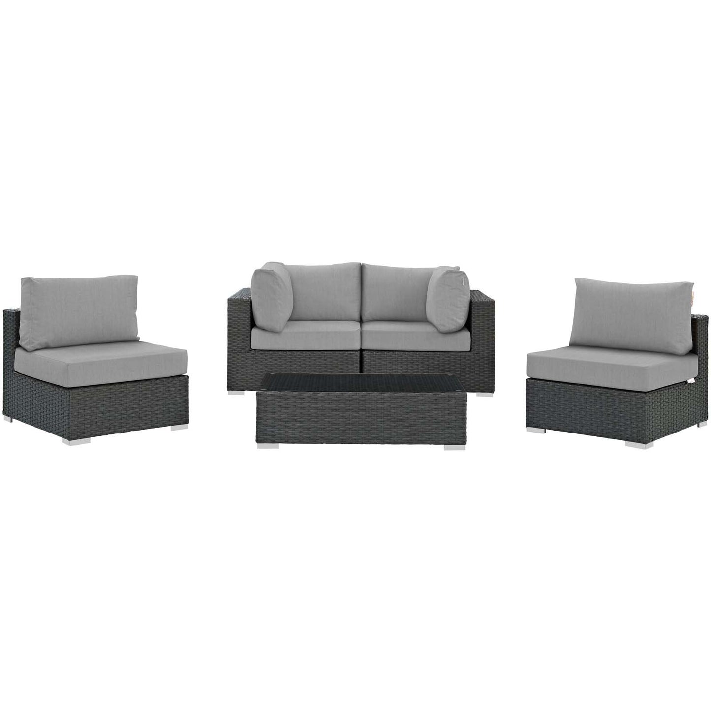 Modway Sojourn 5 Piece Outdoor Patio Sunbrella® Sectional Set