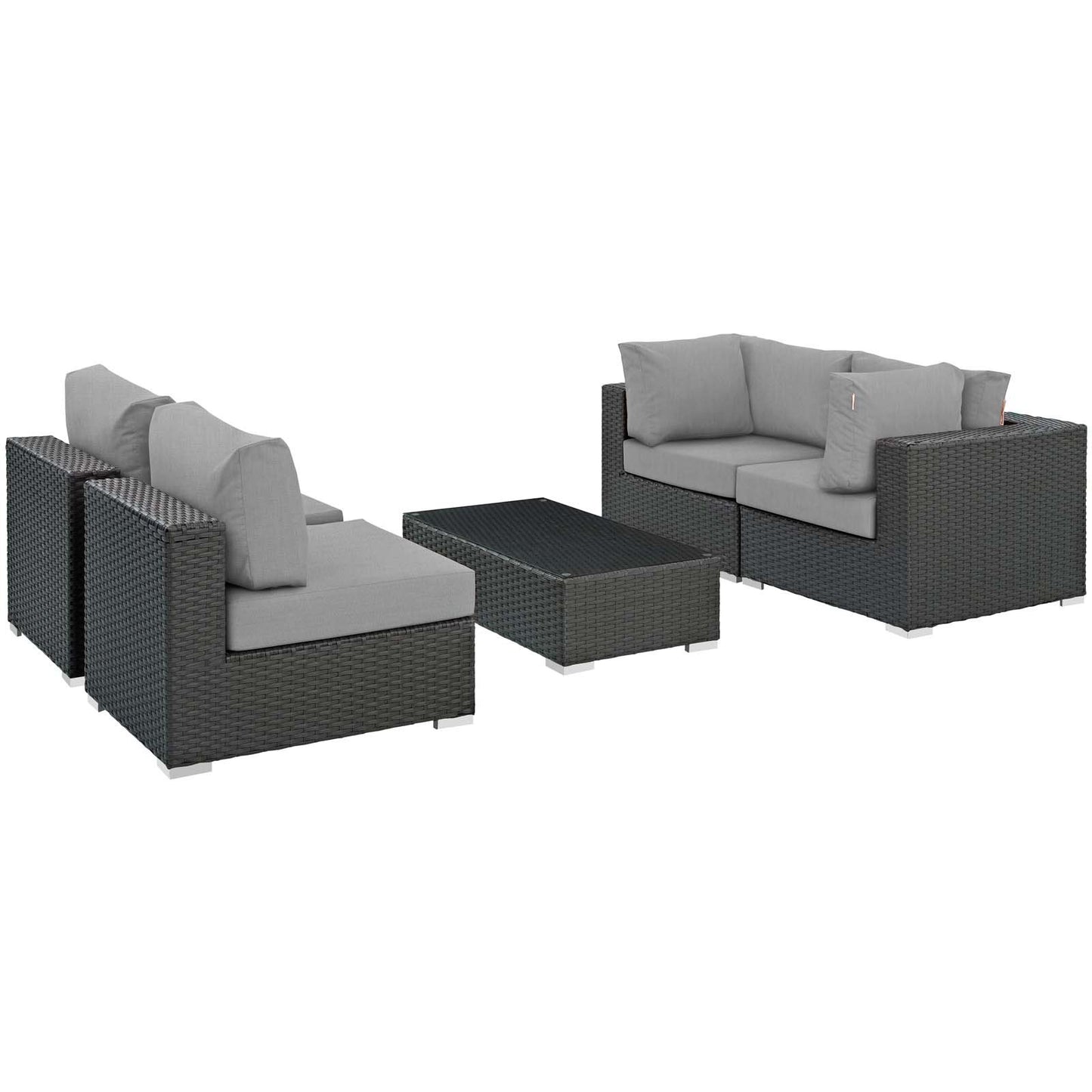 Modway Sojourn 5 Piece Outdoor Patio Sunbrella® Sectional Set