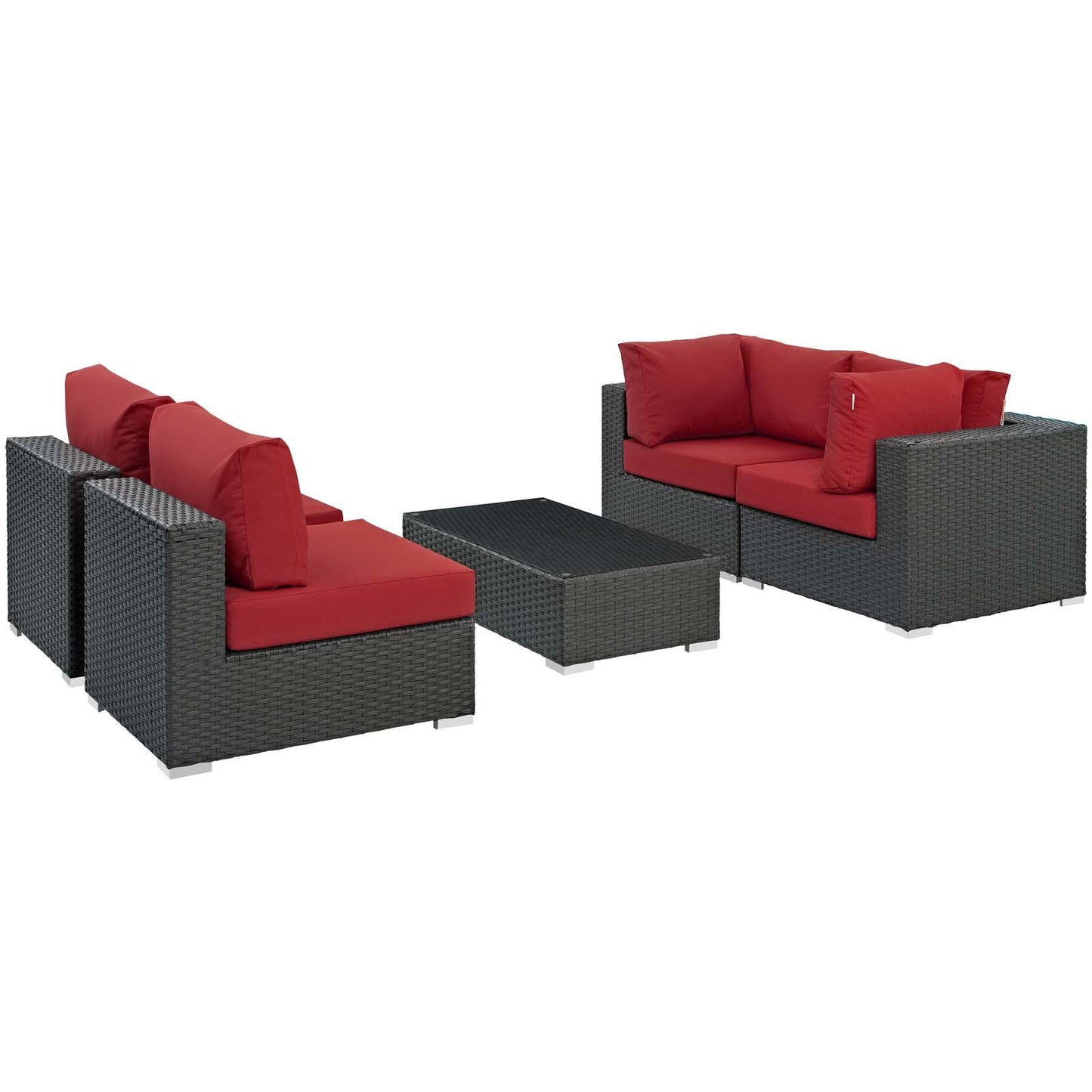 Modway Sojourn 5 Piece Outdoor Patio Sunbrella® Sectional Set