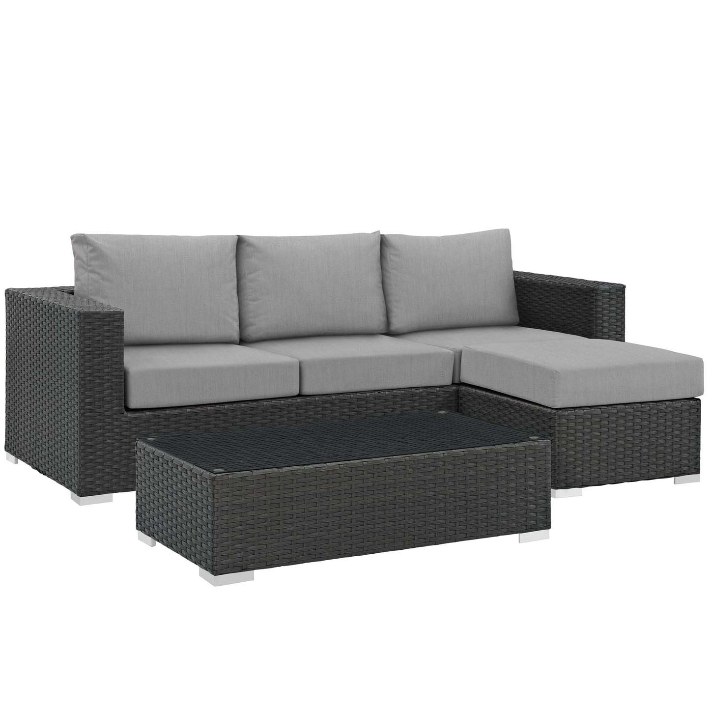 Modway Sojourn 3 Piece Outdoor Patio Sunbrella® Sectional Set