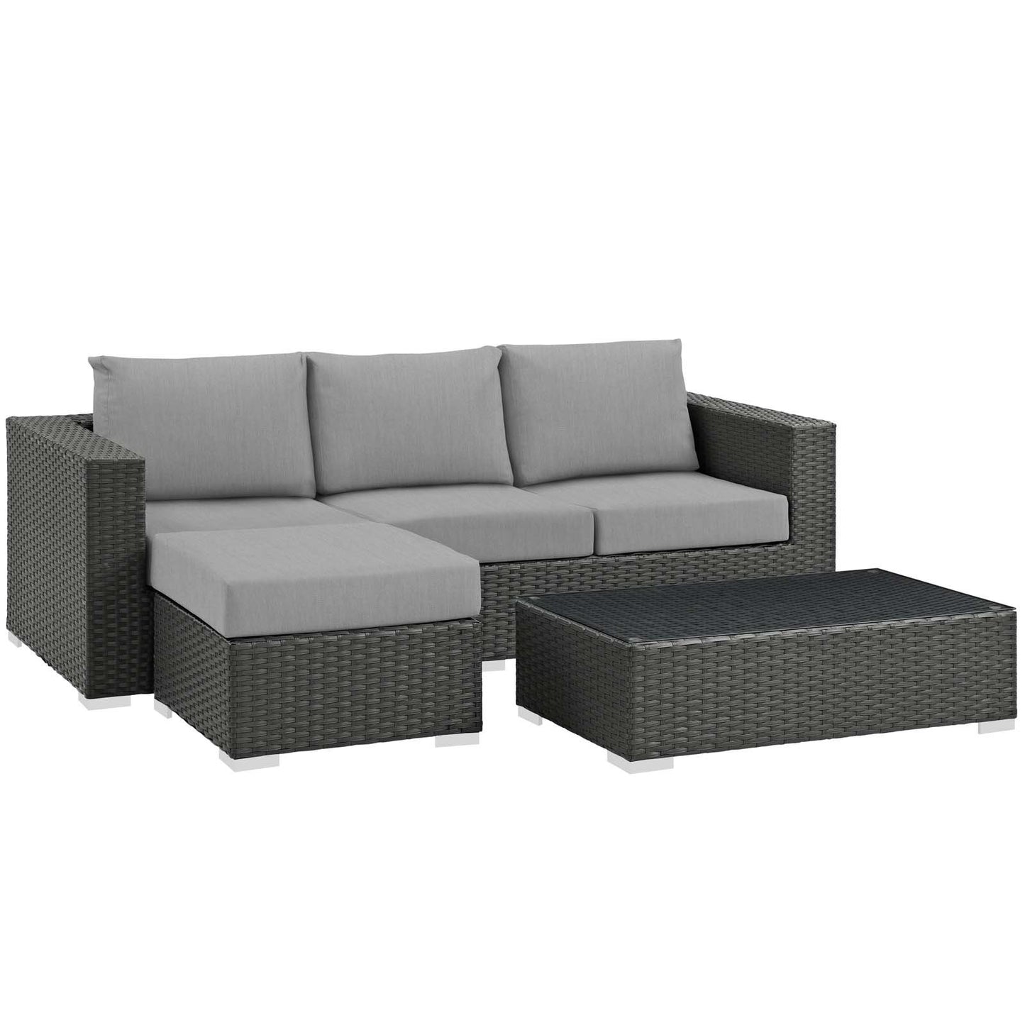 Modway Sojourn 3 Piece Outdoor Patio Sunbrella® Sectional Set
