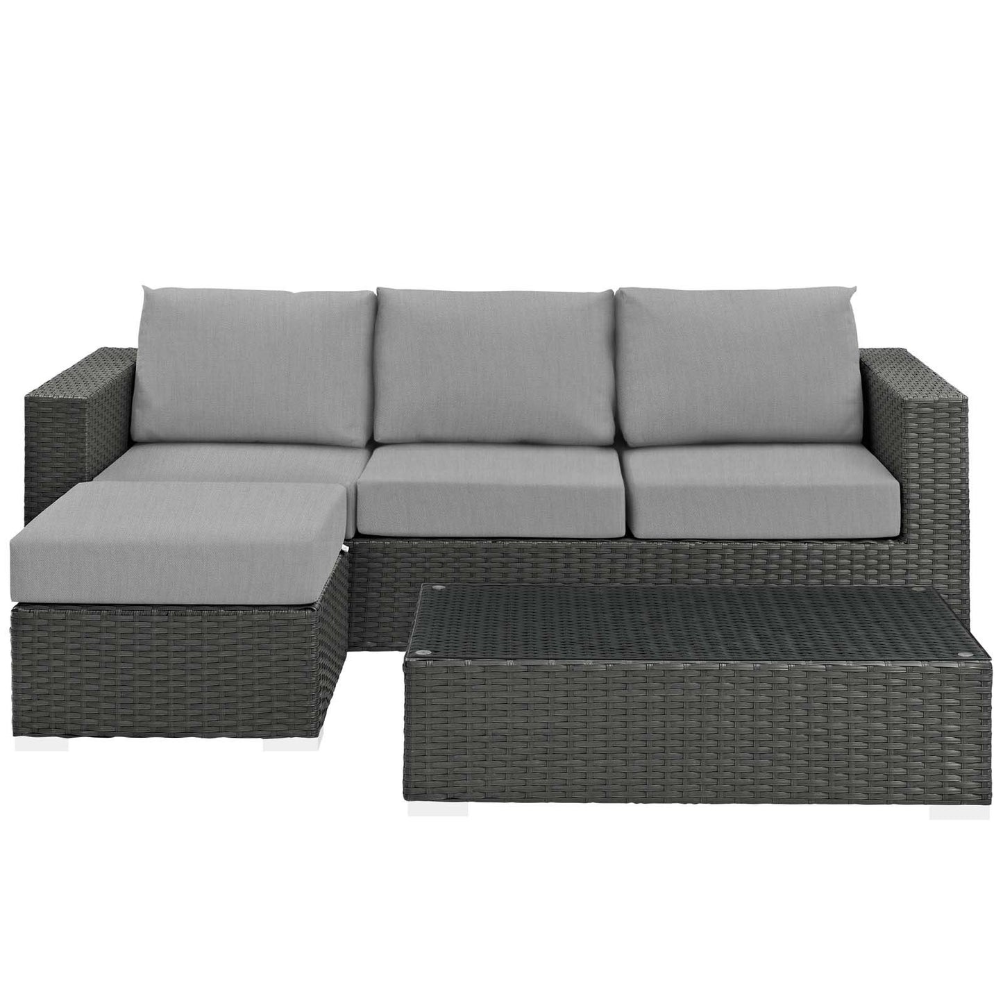 Modway Sojourn 3 Piece Outdoor Patio Sunbrella® Sectional Set