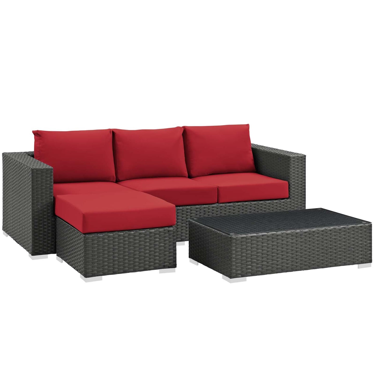 Modway Sojourn 3 Piece Outdoor Patio Sunbrella® Sectional Set