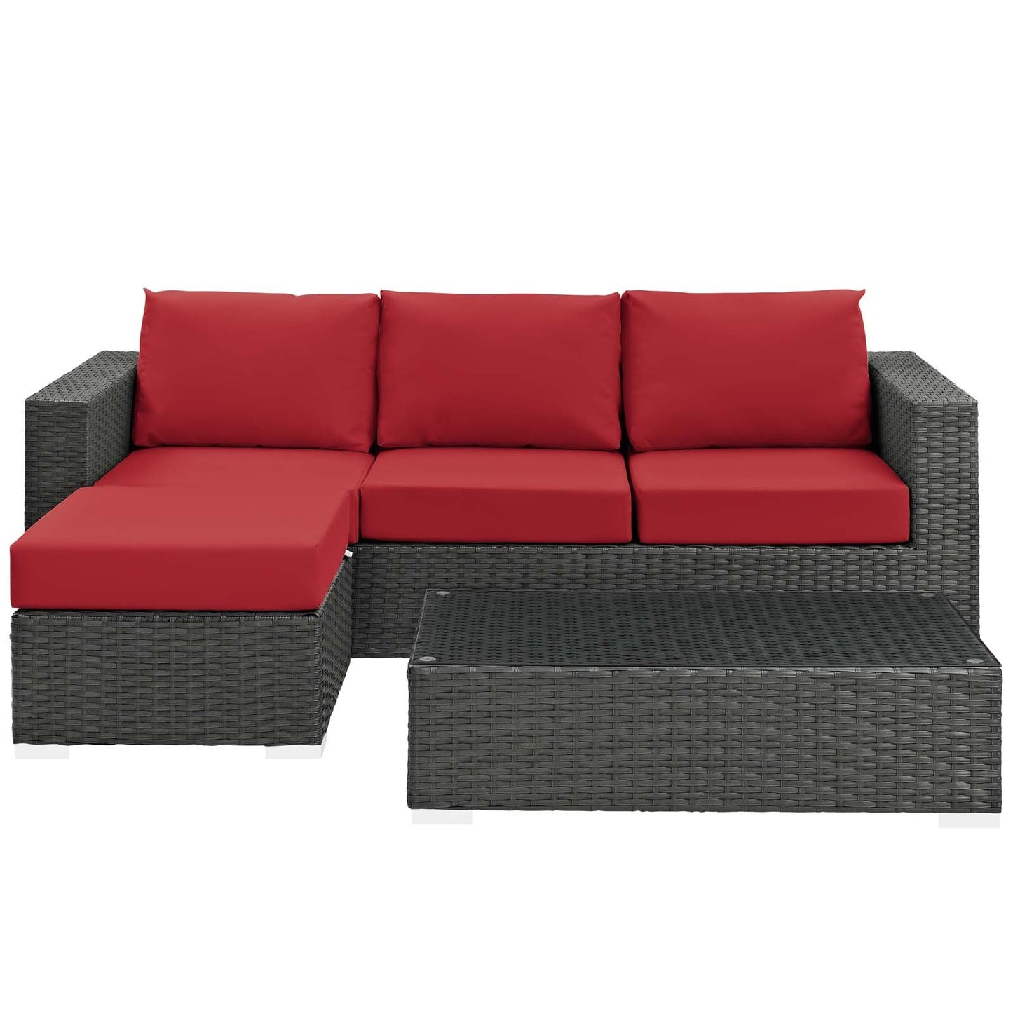 Modway Sojourn 3 Piece Outdoor Patio Sunbrella® Sectional Set
