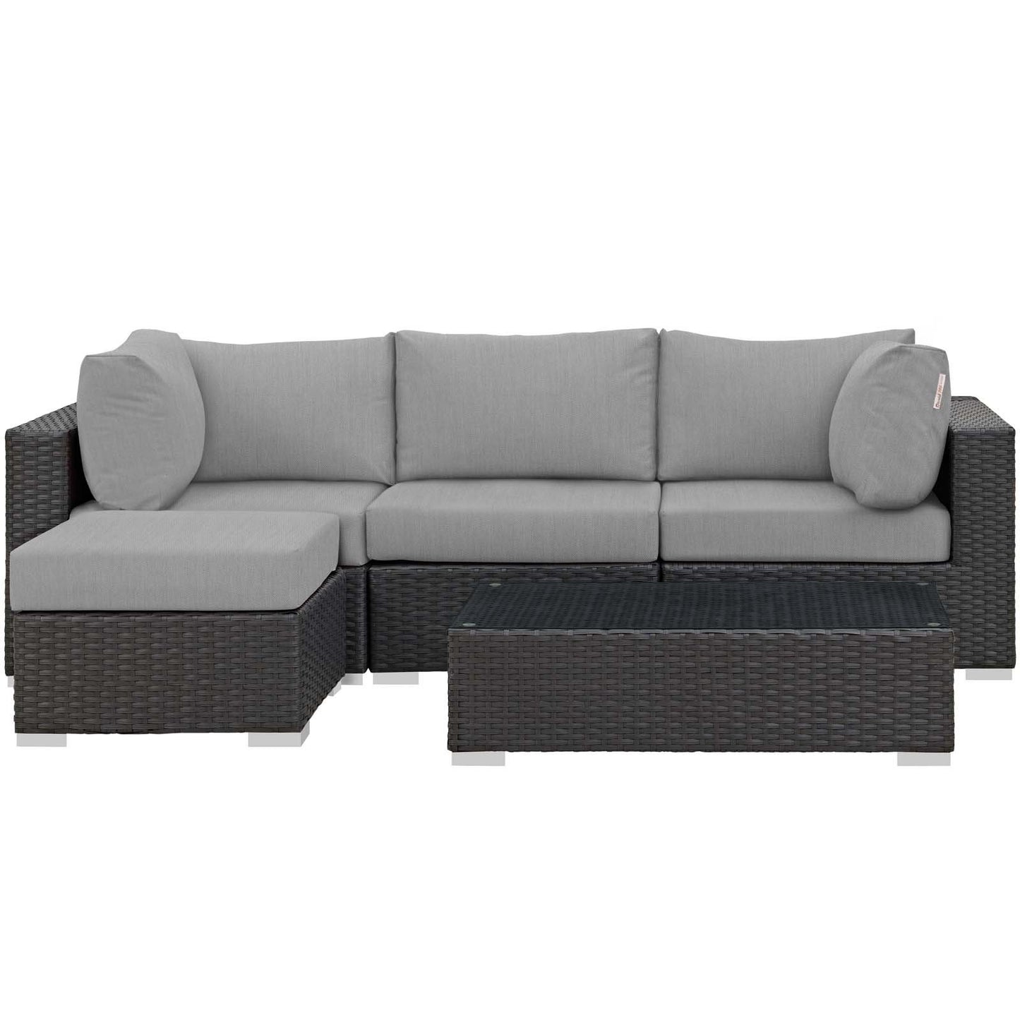 Modway Sojourn 5 Piece Outdoor Patio Sunbrella® Sectional Set