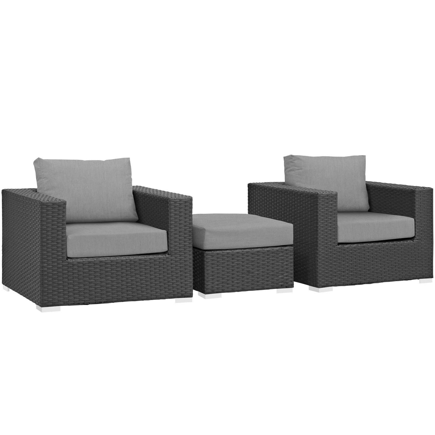 Modway Sojourn 3 Piece Outdoor Patio Sunbrella® Sectional Set