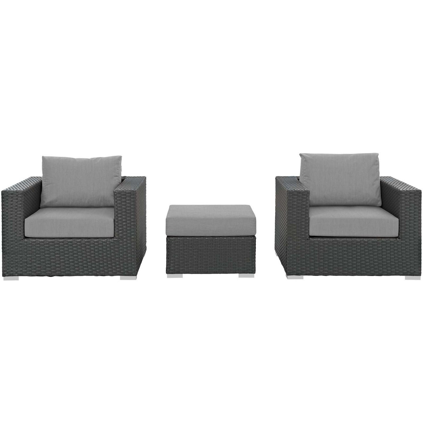 Modway Sojourn 3 Piece Outdoor Patio Sunbrella® Sectional Set