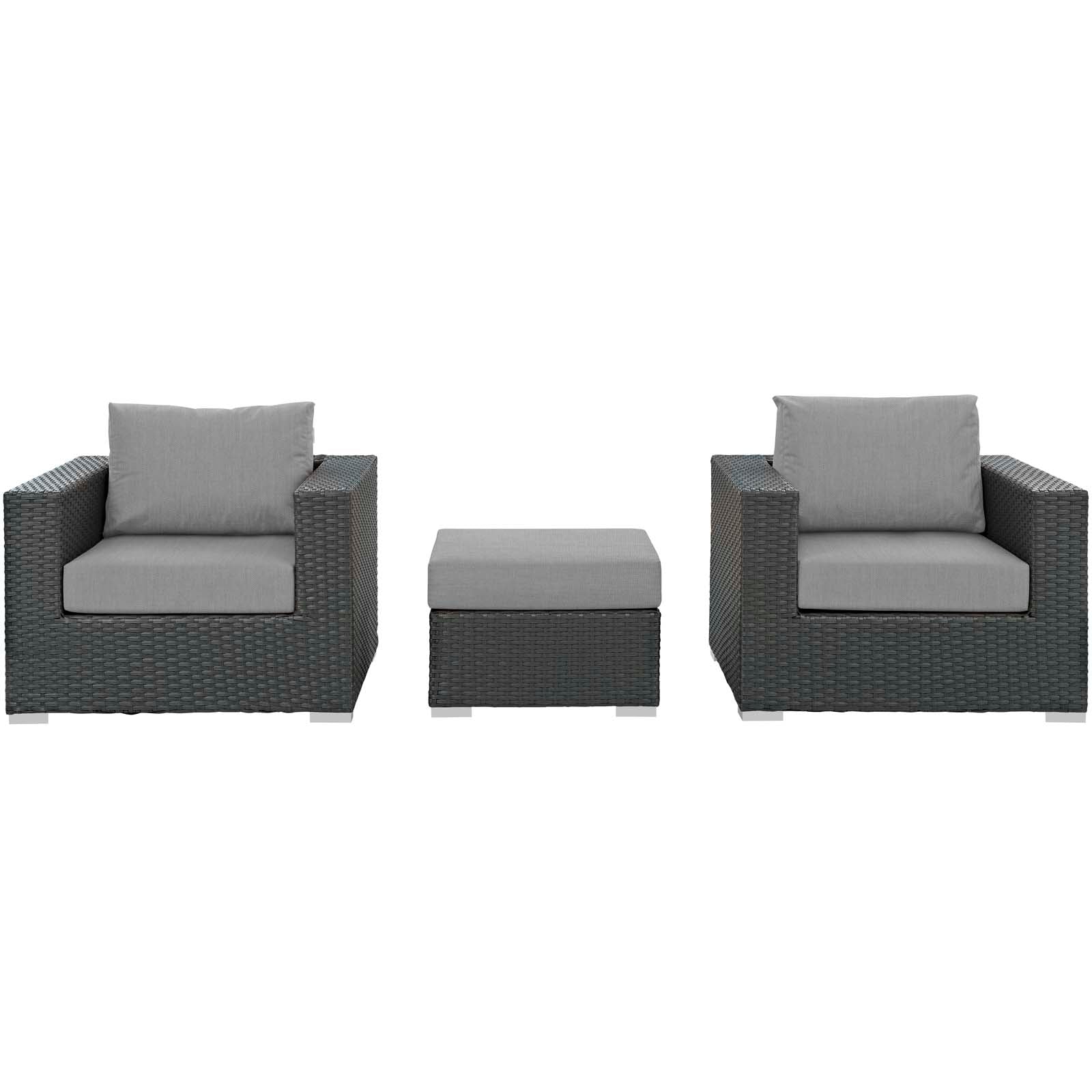 Modway Sojourn 3 Piece Outdoor Patio Sunbrella Sectional Set - EEI-1891 | Outdoor Sofas, Loveseats & Sectionals | Modishstore-20