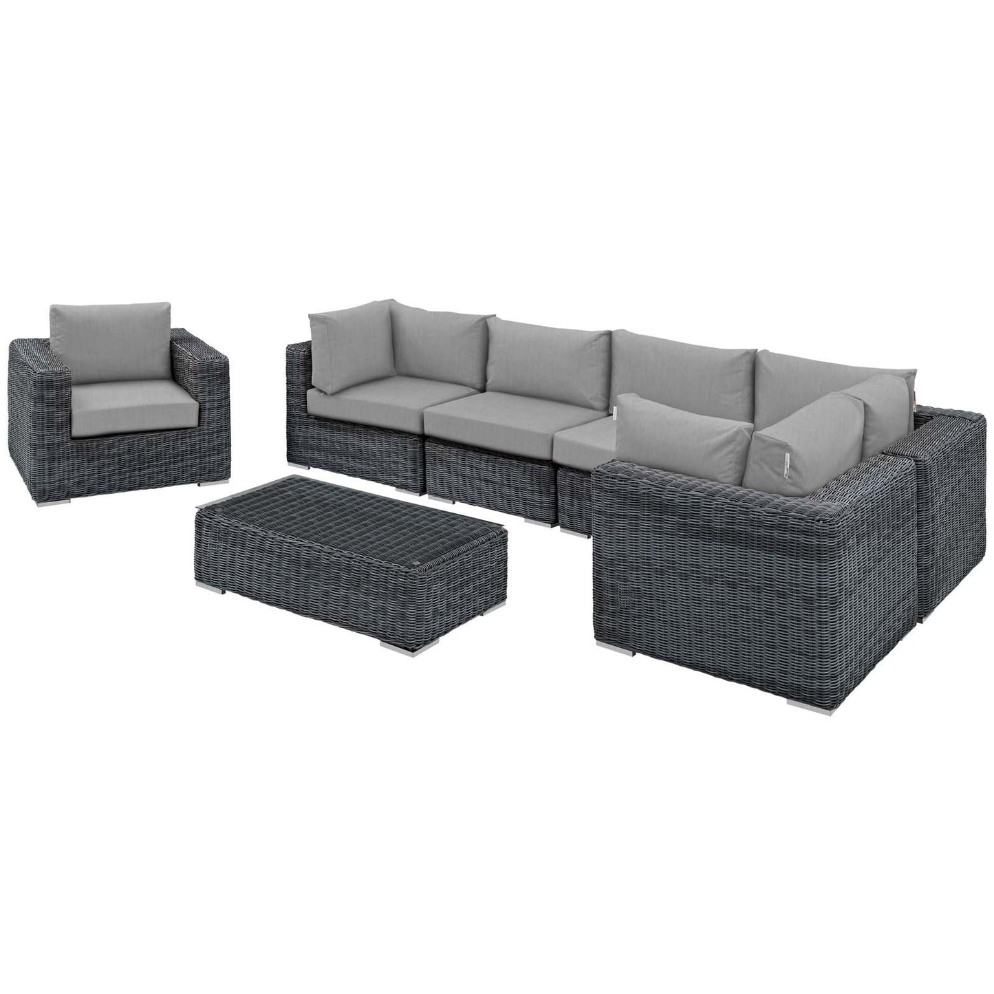 Modway Summon 7 Piece Outdoor Patio Sunbrella® Sectional Set
