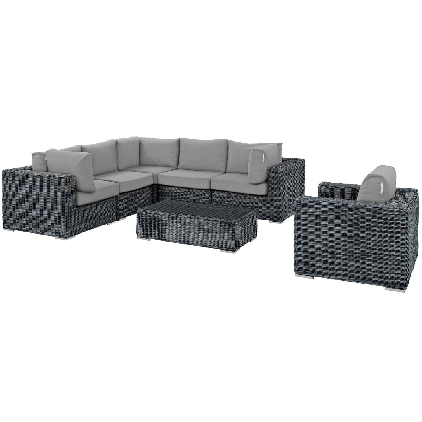 Modway Summon 7 Piece Outdoor Patio Sunbrella® Sectional Set