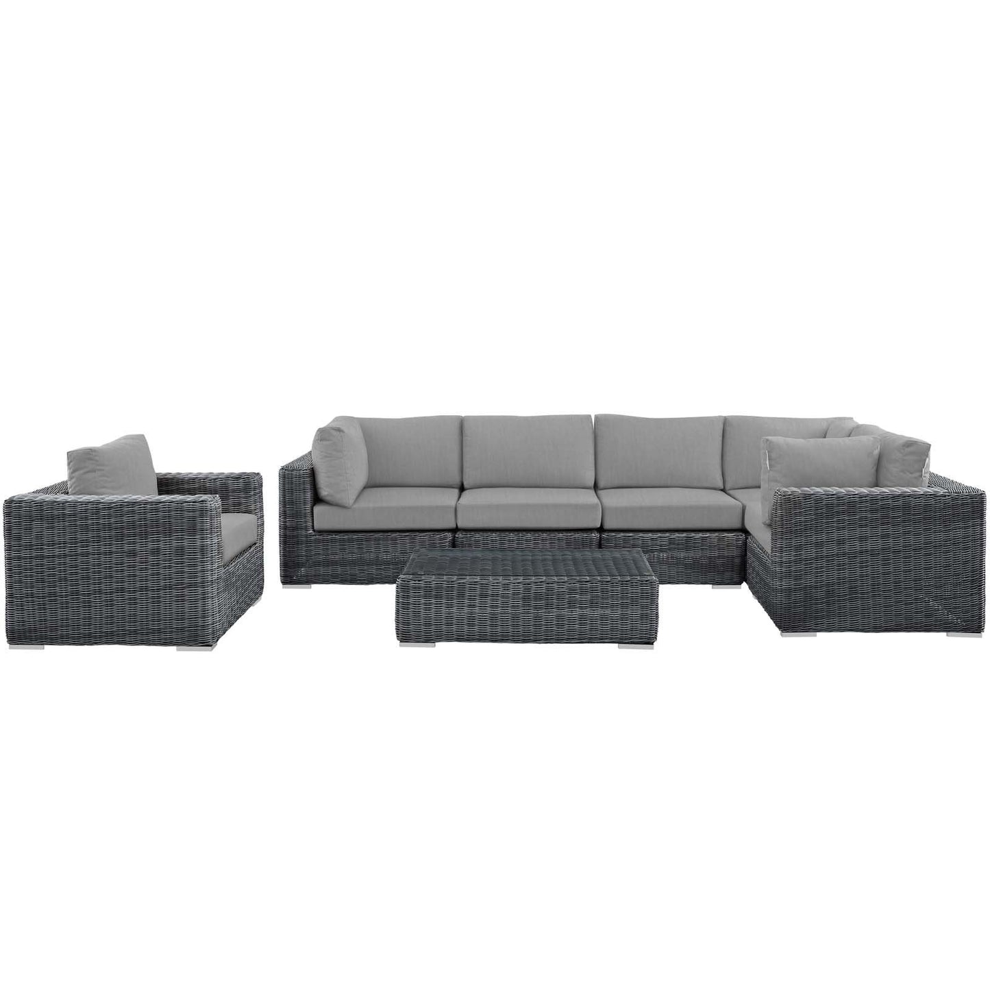 Modway Summon 7 Piece Outdoor Patio Sunbrella® Sectional Set