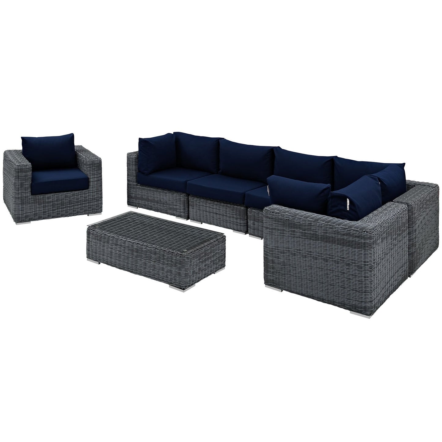 Summon 7 Piece Outdoor Patio Sunbrella® Sectional Set By Modway - EEI-1892 | Outdoor Sofas, Loveseats & Sectionals | Modishstore - 19