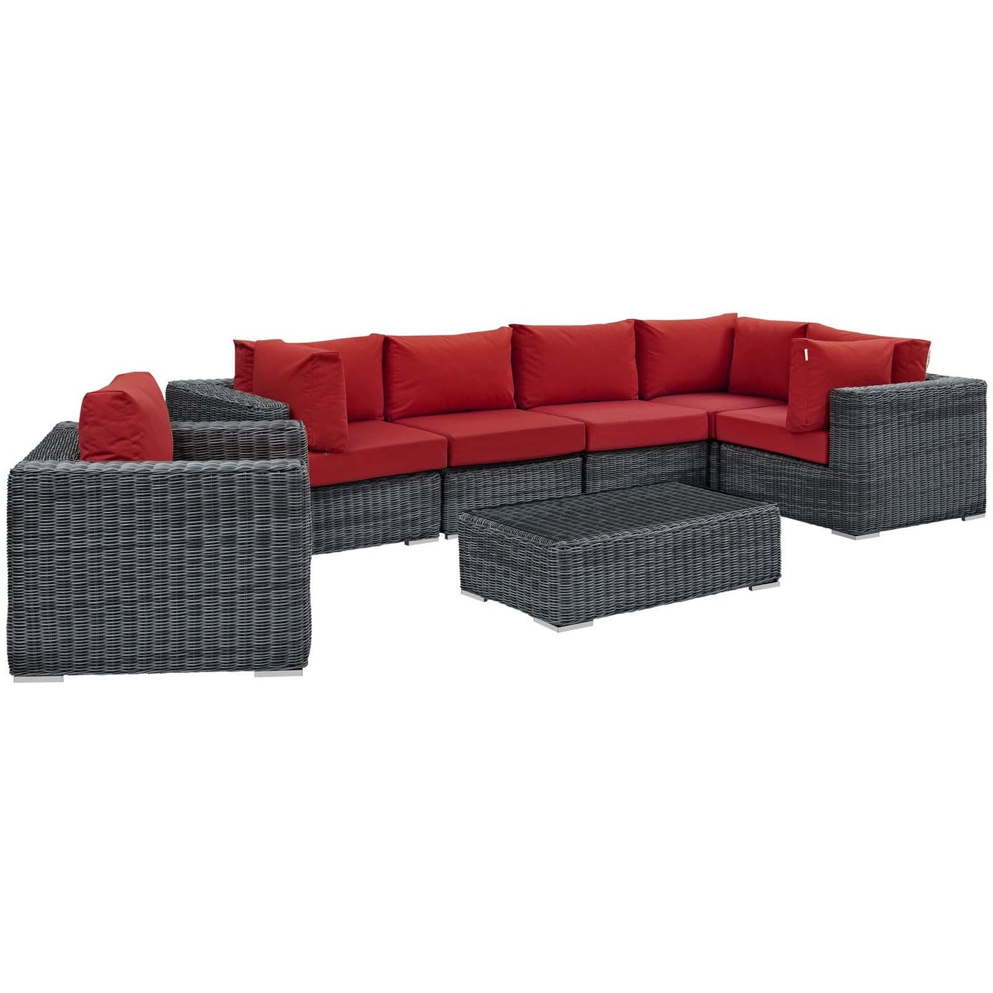 Modway Summon 7 Piece Outdoor Patio Sunbrella® Sectional Set