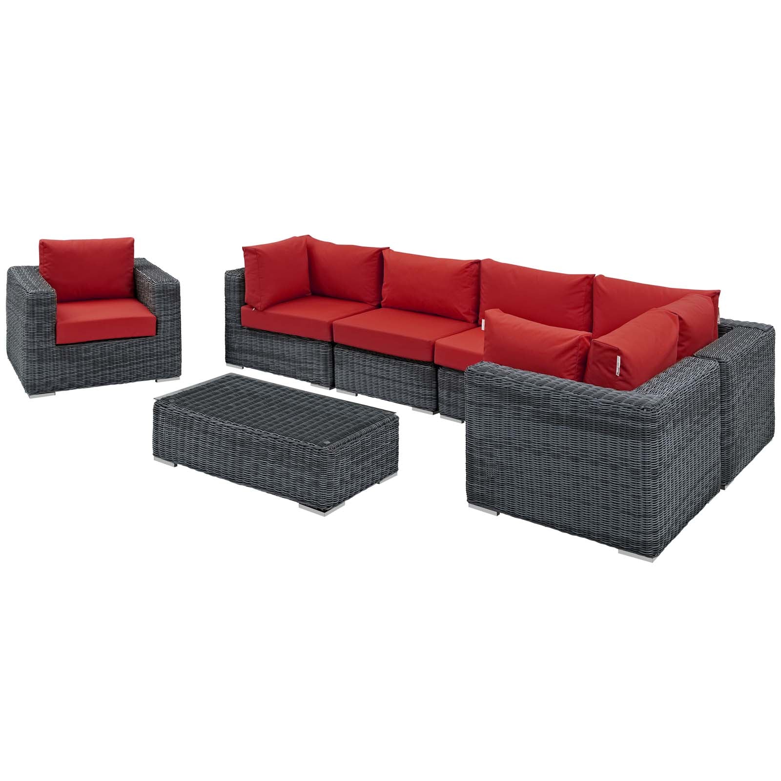 Summon 7 Piece Outdoor Patio Sunbrella® Sectional Set By Modway - EEI-1892 | Outdoor Sofas, Loveseats & Sectionals | Modishstore - 26