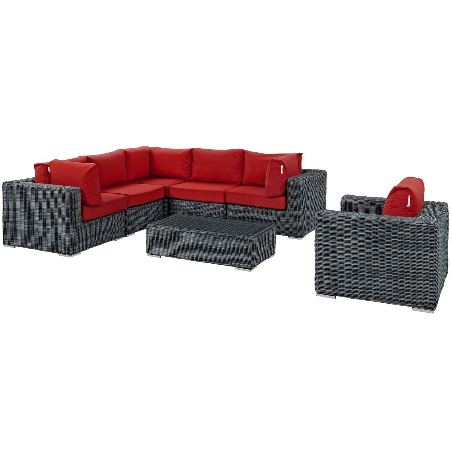 Modway Summon 7 Piece Outdoor Patio Sunbrella® Sectional Set