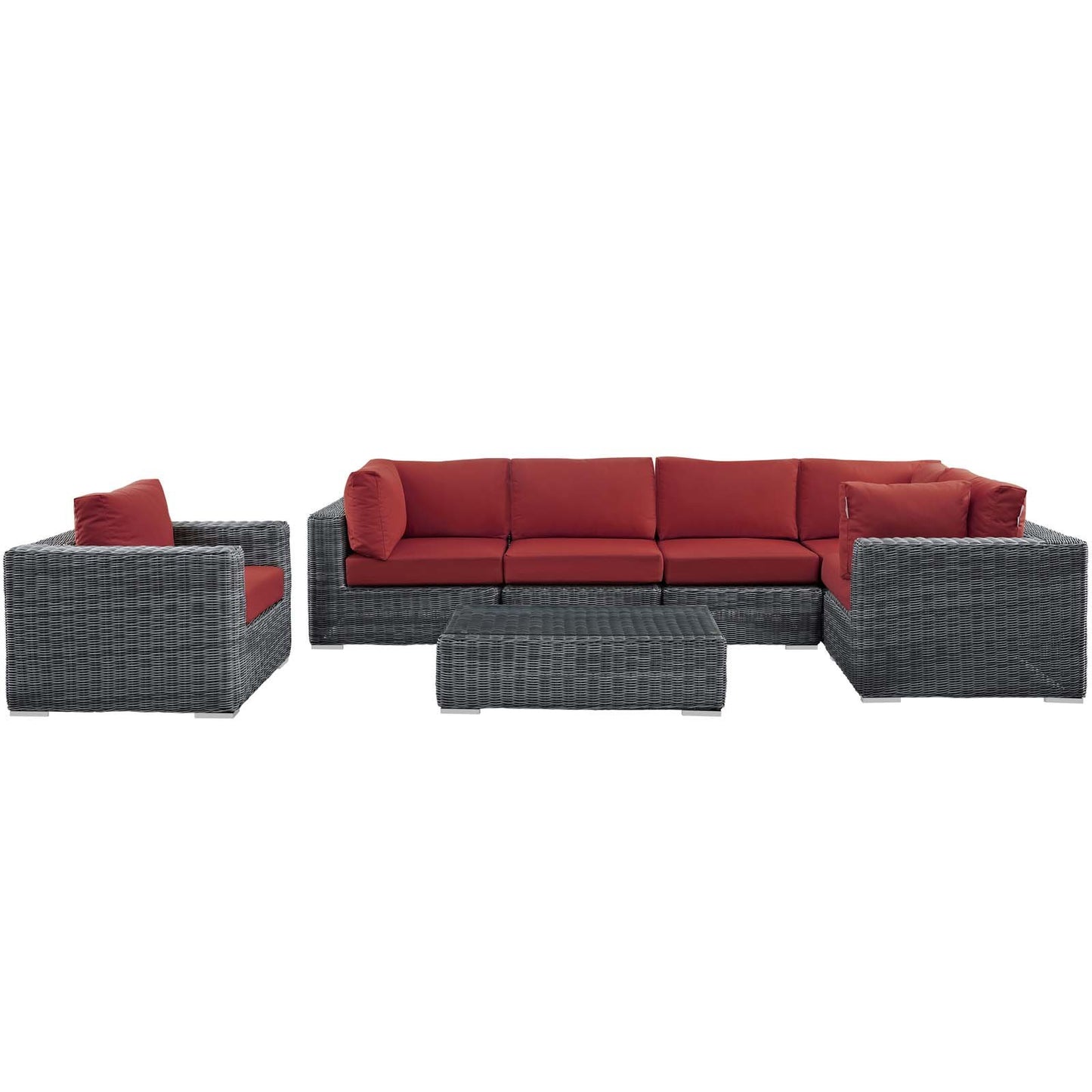 Modway Summon 7 Piece Outdoor Patio Sunbrella® Sectional Set