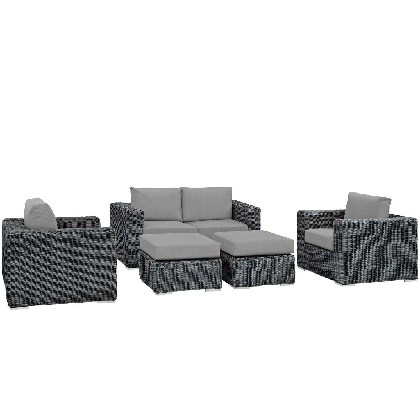Modway Summon 5 Piece Outdoor Patio Sunbrella® Sectional Set