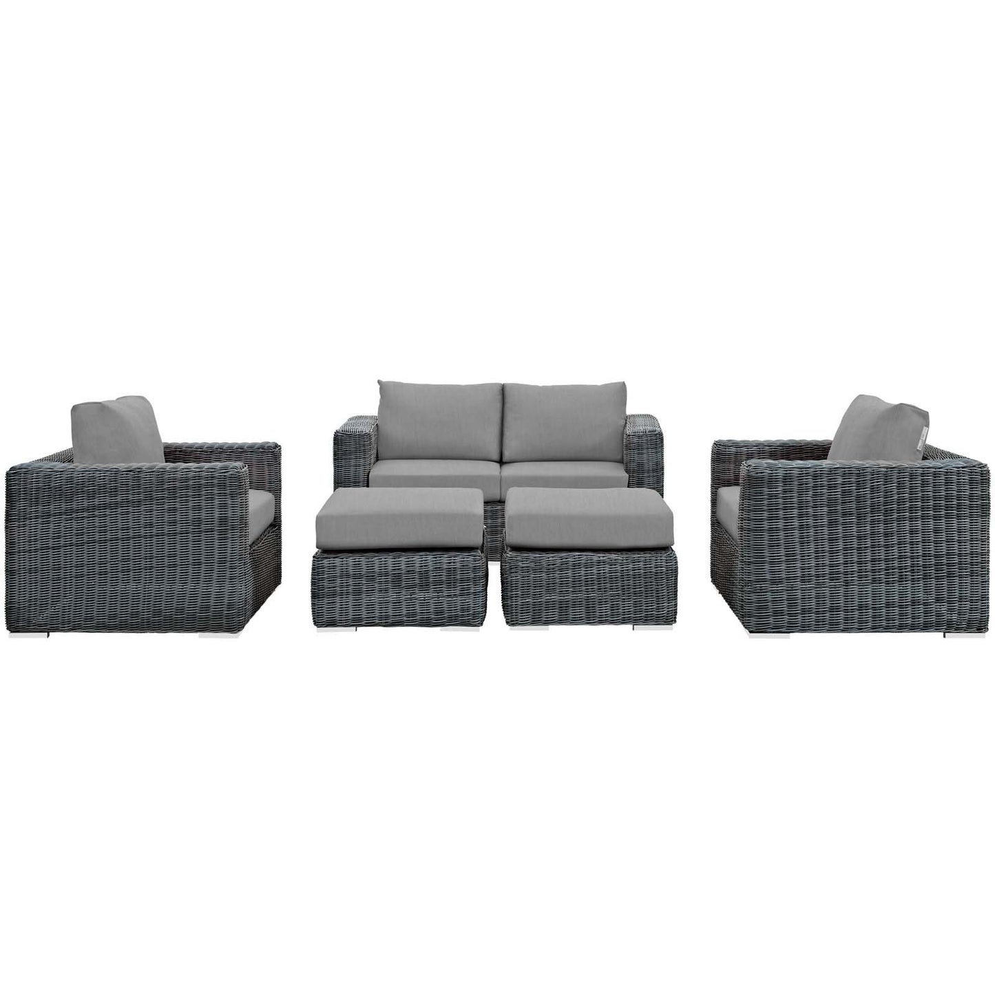 Modway Summon 5 Piece Outdoor Patio Sunbrella® Sectional Set