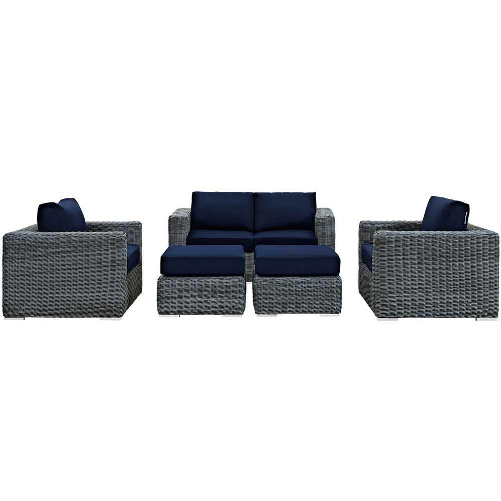 Modway Summon 5 Piece Outdoor Patio Sunbrella Sectional Set - EEI-1893 | Outdoor Sofas, Loveseats & Sectionals | Modishstore-9