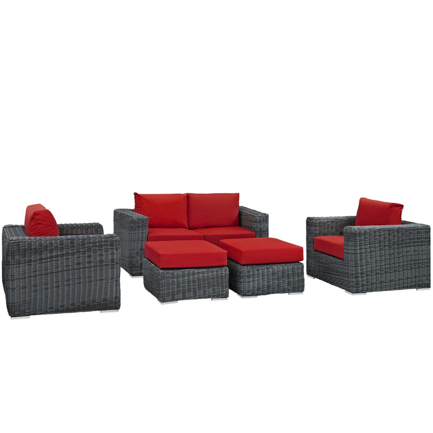 Modway Summon 5 Piece Outdoor Patio Sunbrella® Sectional Set
