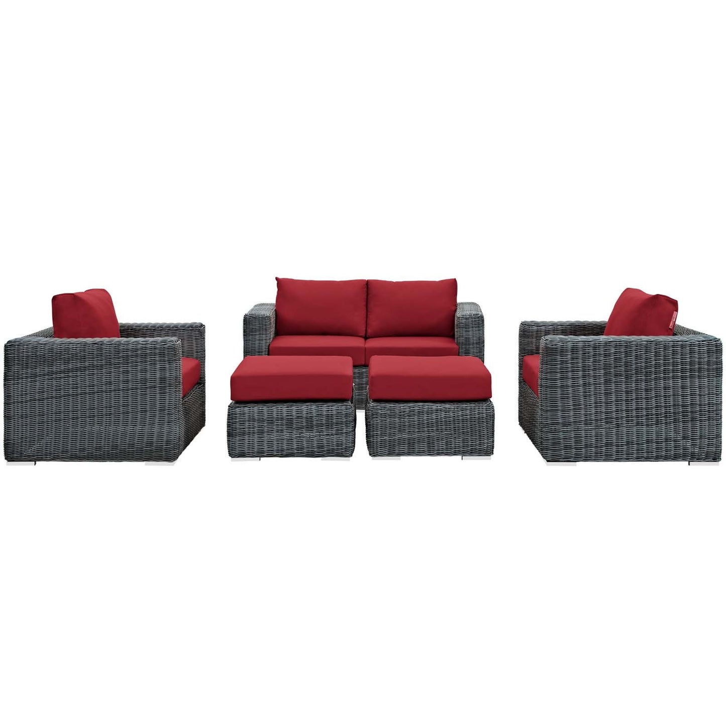 Modway Summon 5 Piece Outdoor Patio Sunbrella® Sectional Set