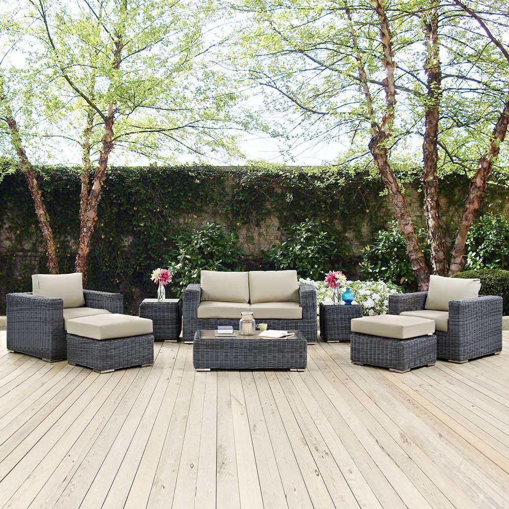 Modway Summon 8 Piece Outdoor Patio Sectional Set | Outdoor Sofas, Loveseats & Sectionals | Modishstore
